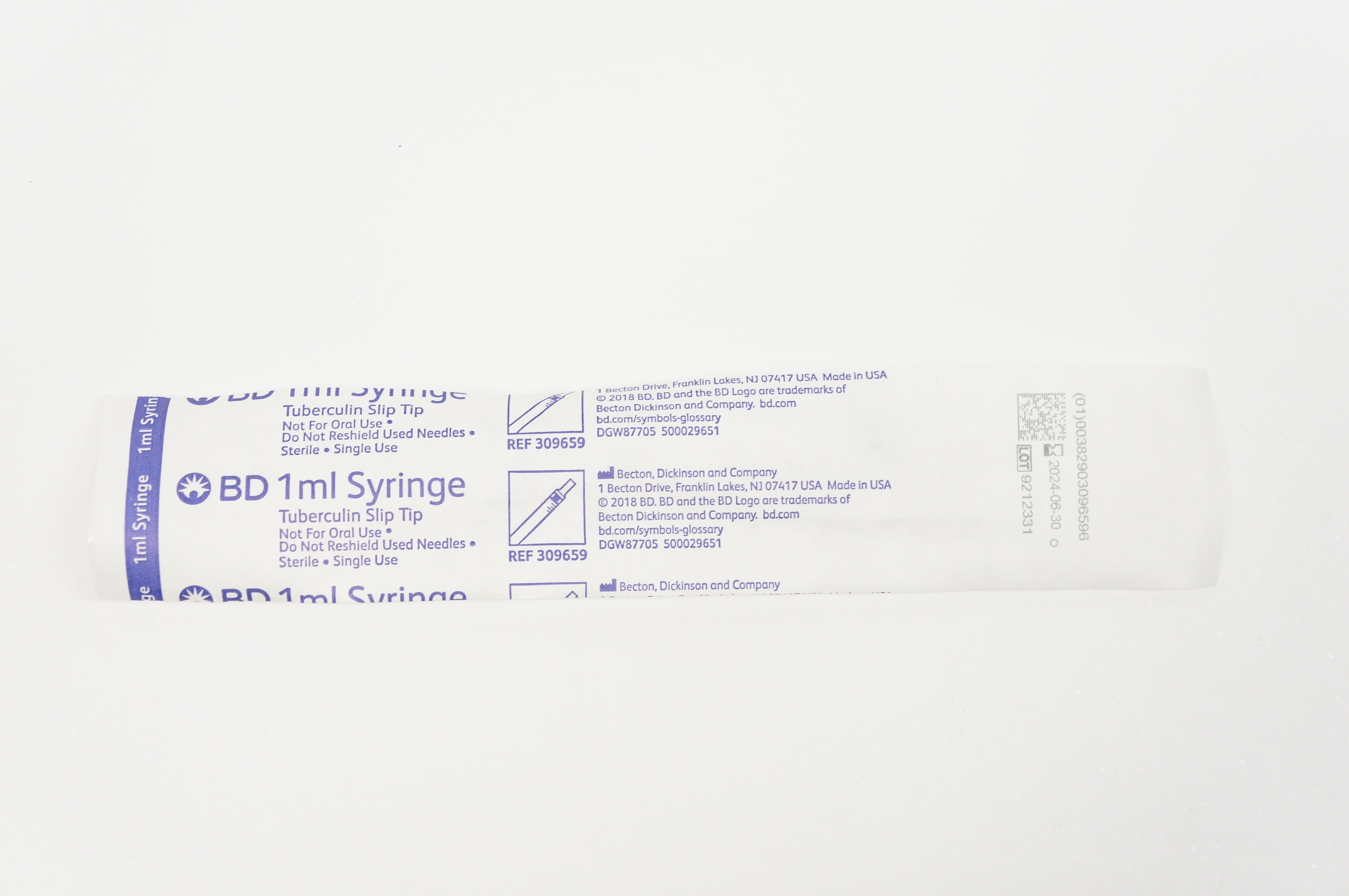 BD 309659 Tuberculin Slip Tip Syringe 1ml