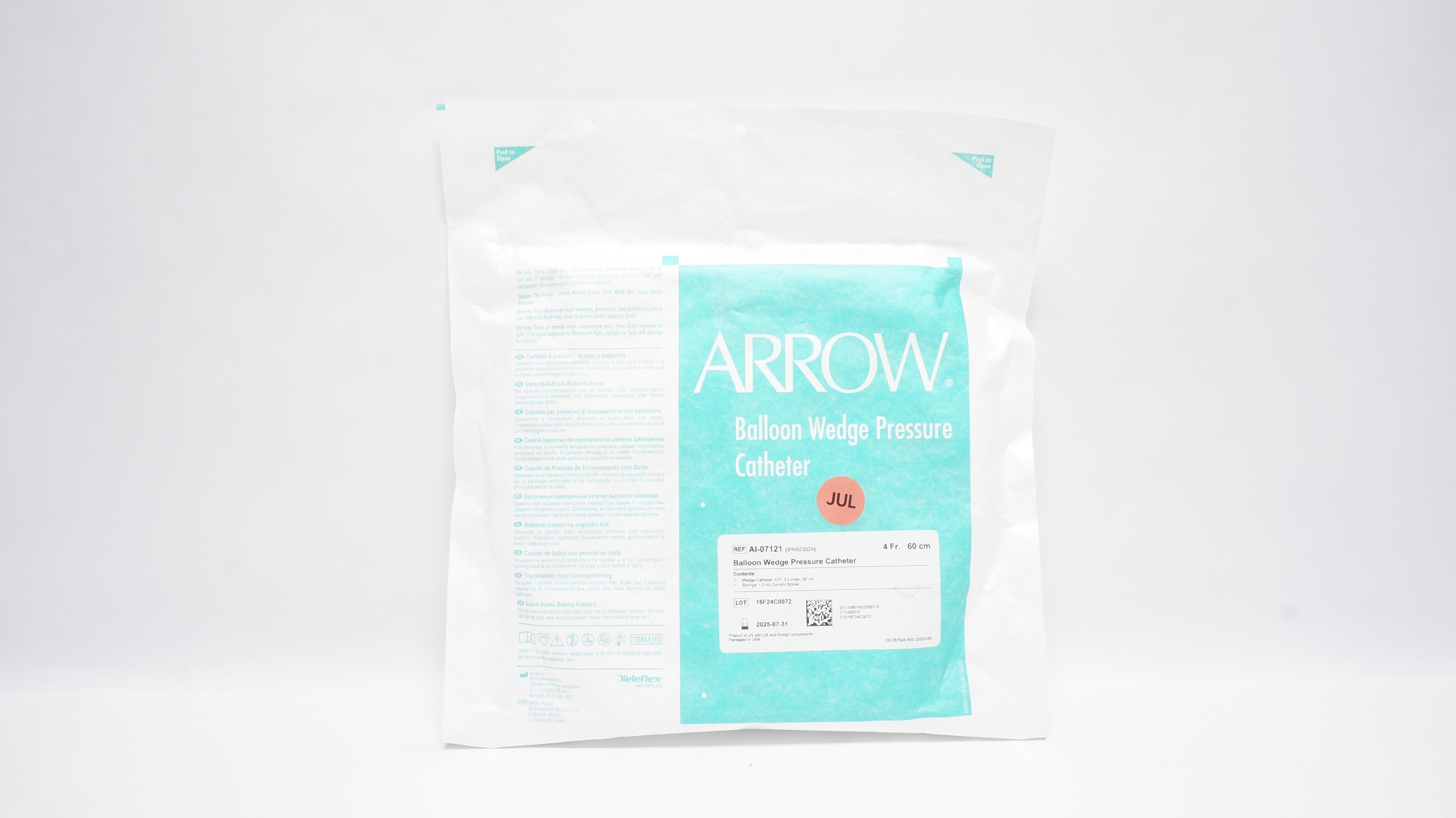 Arrow AI-07121 Teleflex Balloon Wedge Pressure Cath. 4Fr x 60cm (x)