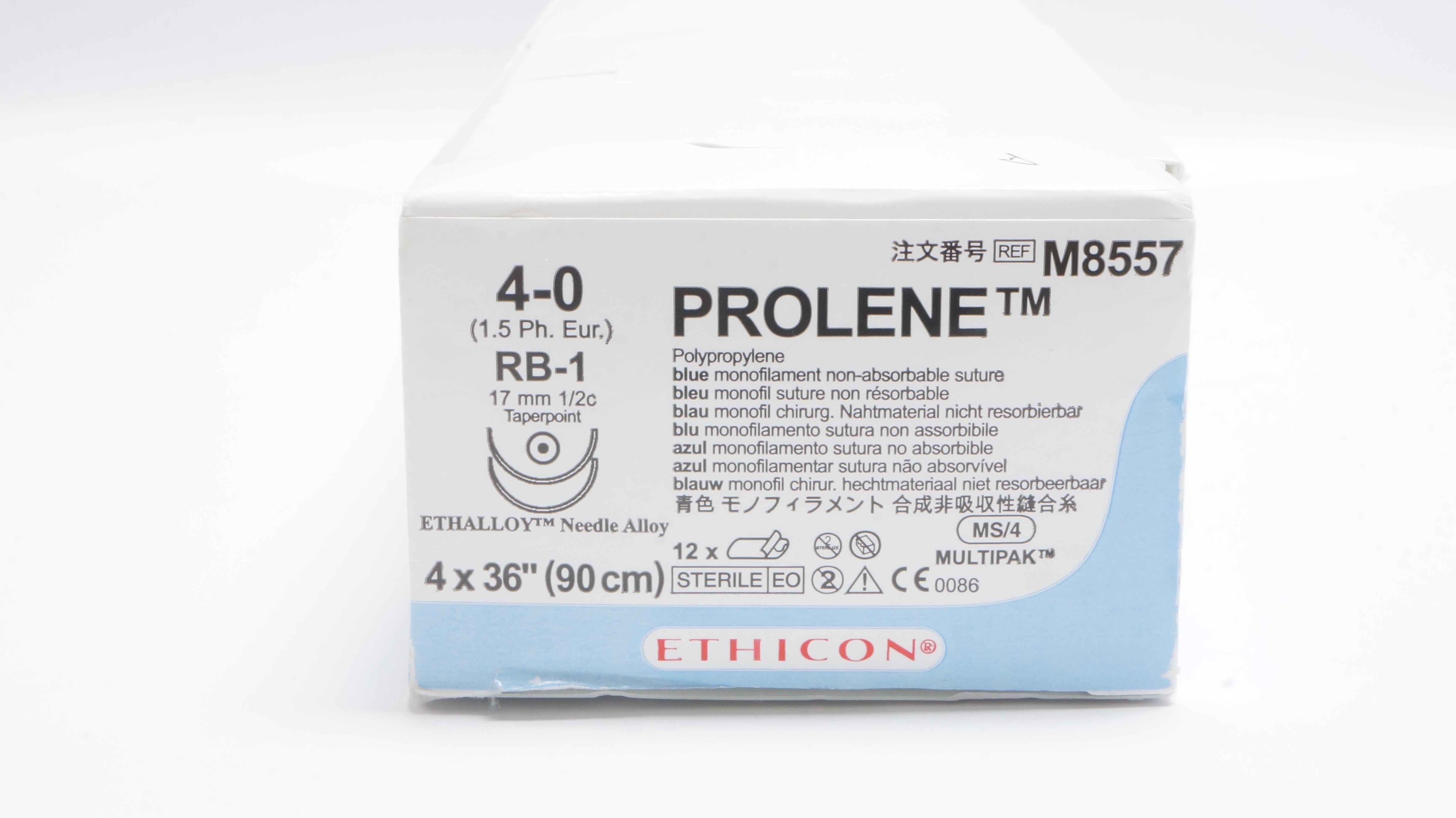 Ethicon M8557 4-0 PROLENE Stre RB-1 17mm 1/2c Taperpoint 36inch - Box of 12