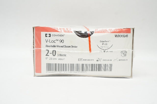 Covidien VLOCM3245 2-0 V-Loc90 Absorbable Wound Closure Dev P-14 9in-Box of12(x)