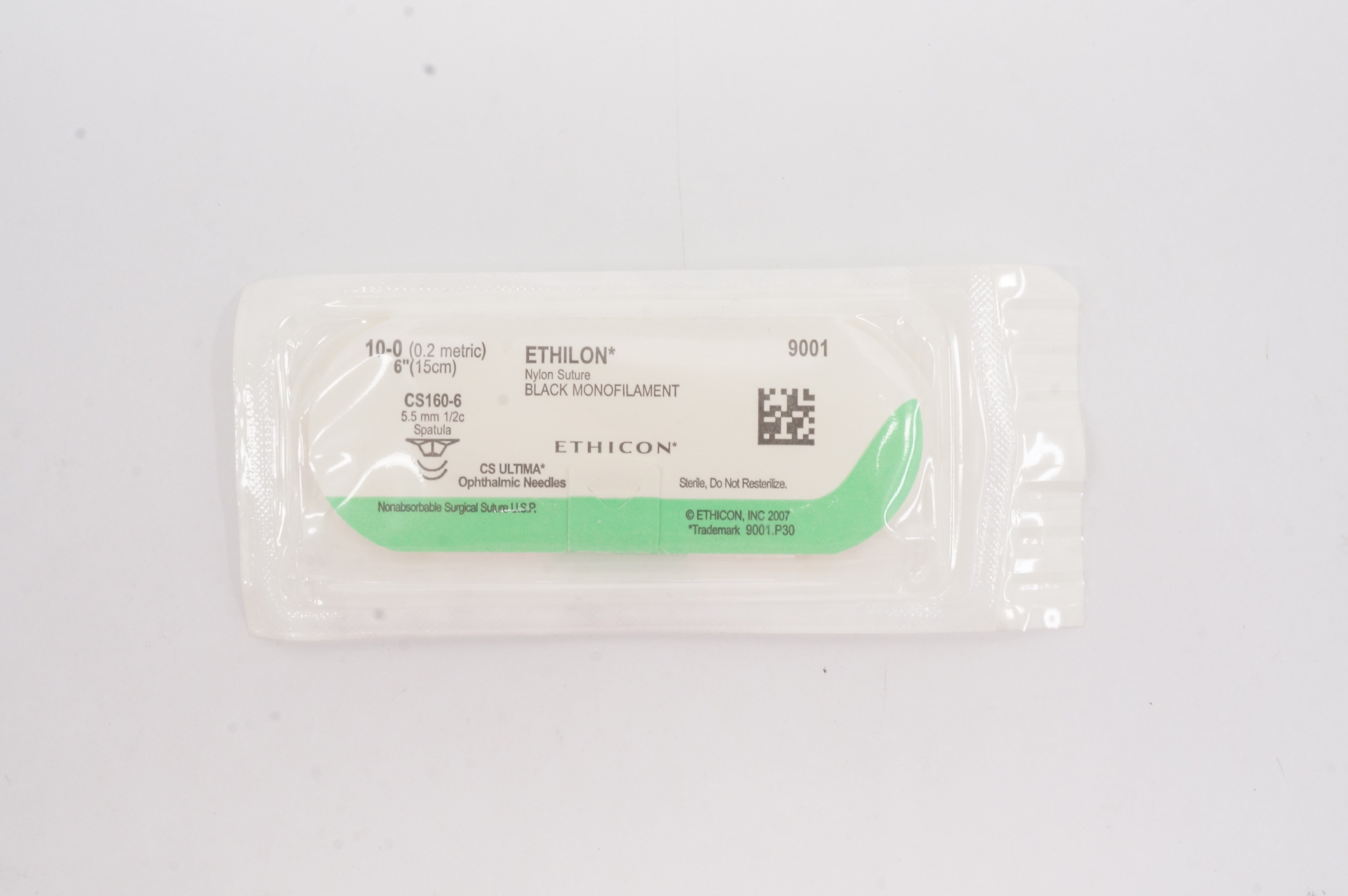 Ethicon 9001 10-0 ETHILON CS160-6 Nylon Suture Black Monofilament