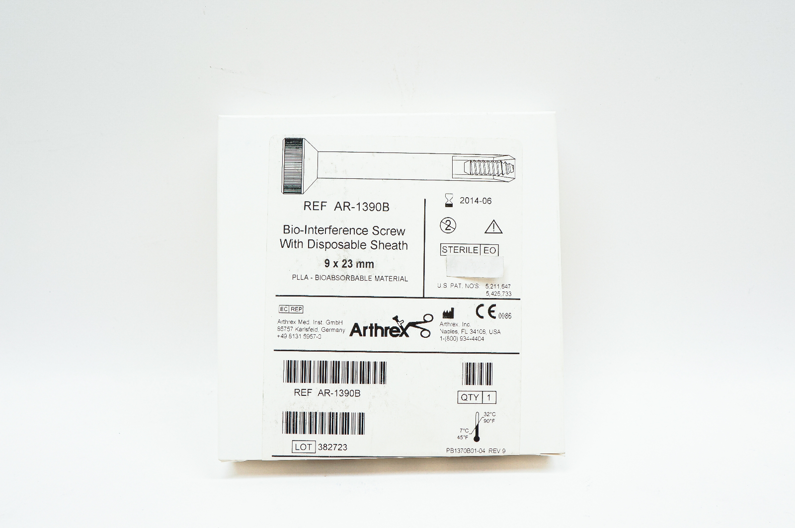 Arthrex AR-1390B Bio-Interference Screw With Disposable Sheath 9 x 23mm (x)