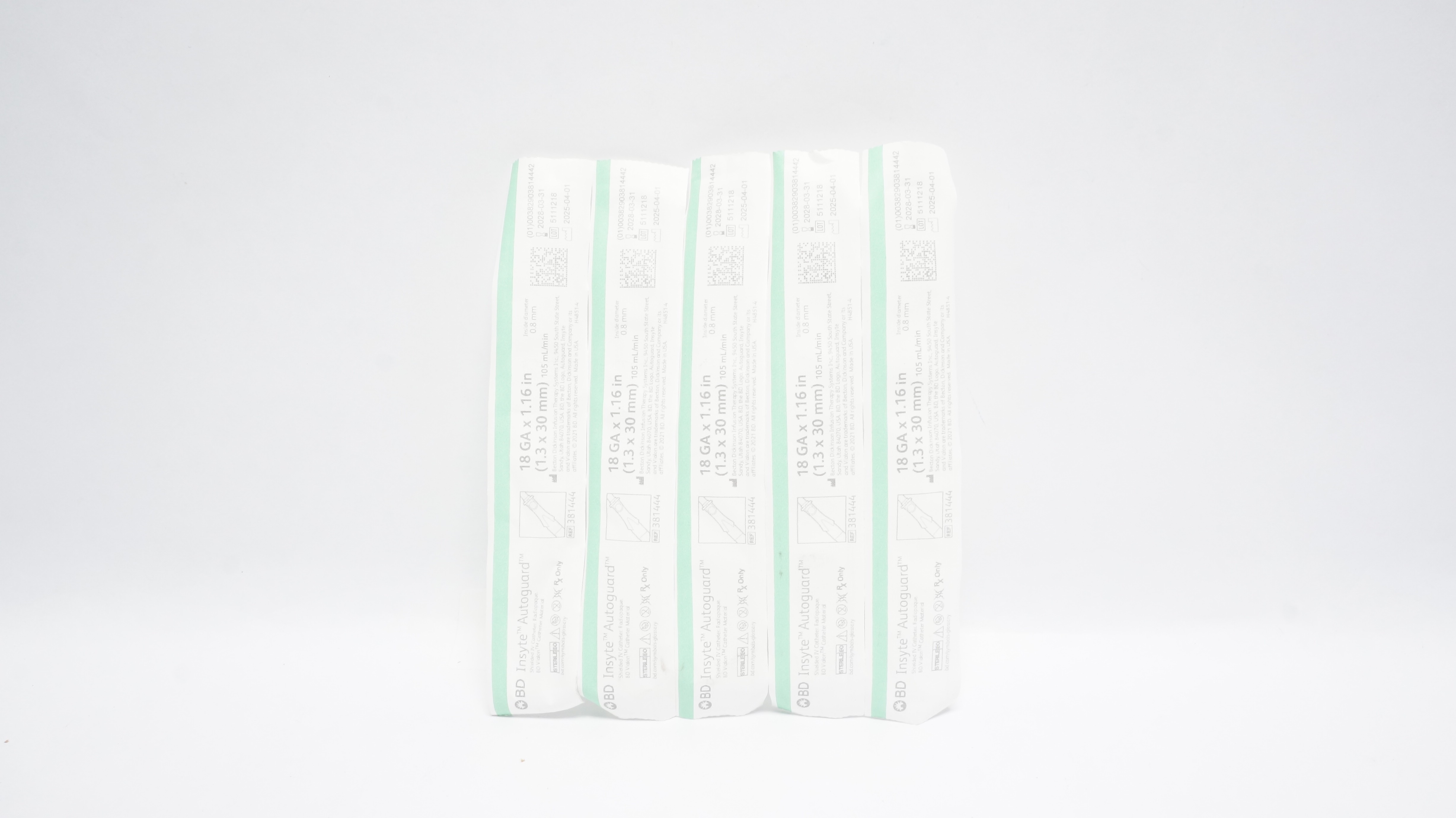 BD 381444 Insyte Autoguard Shielded IV Cath. 18Ga x 1.16inch 105ml/min- Lot of 5