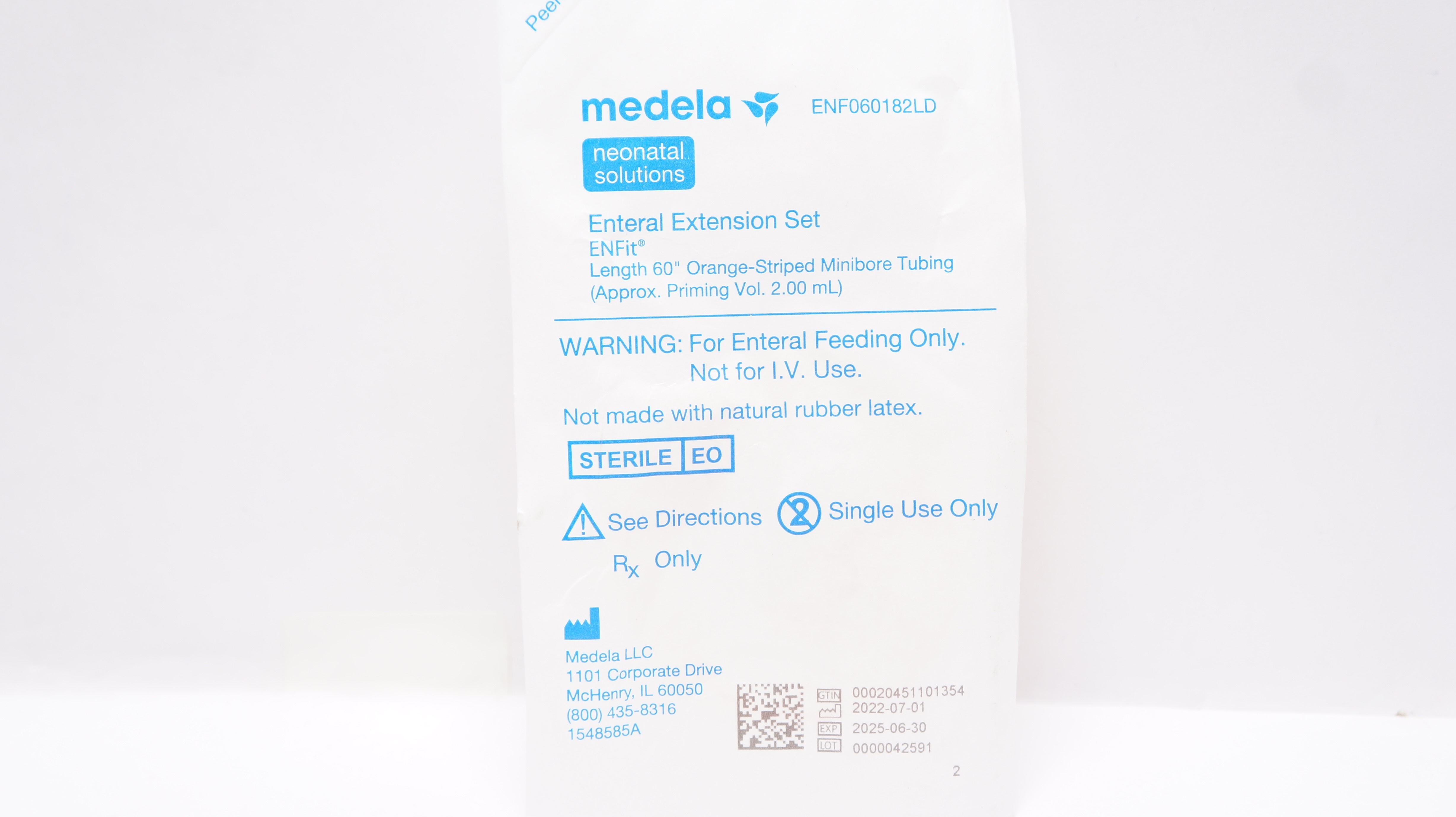 Medela ENF060182LD Enteral Extension Set ENFit 60inch Minibore Tubing 2.00mL