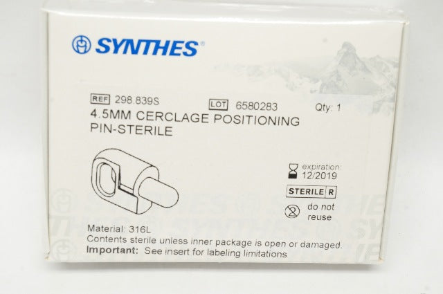 Synthes 298.839S Cerclage Positioning Pin, Sterile, 4.5mm (x)