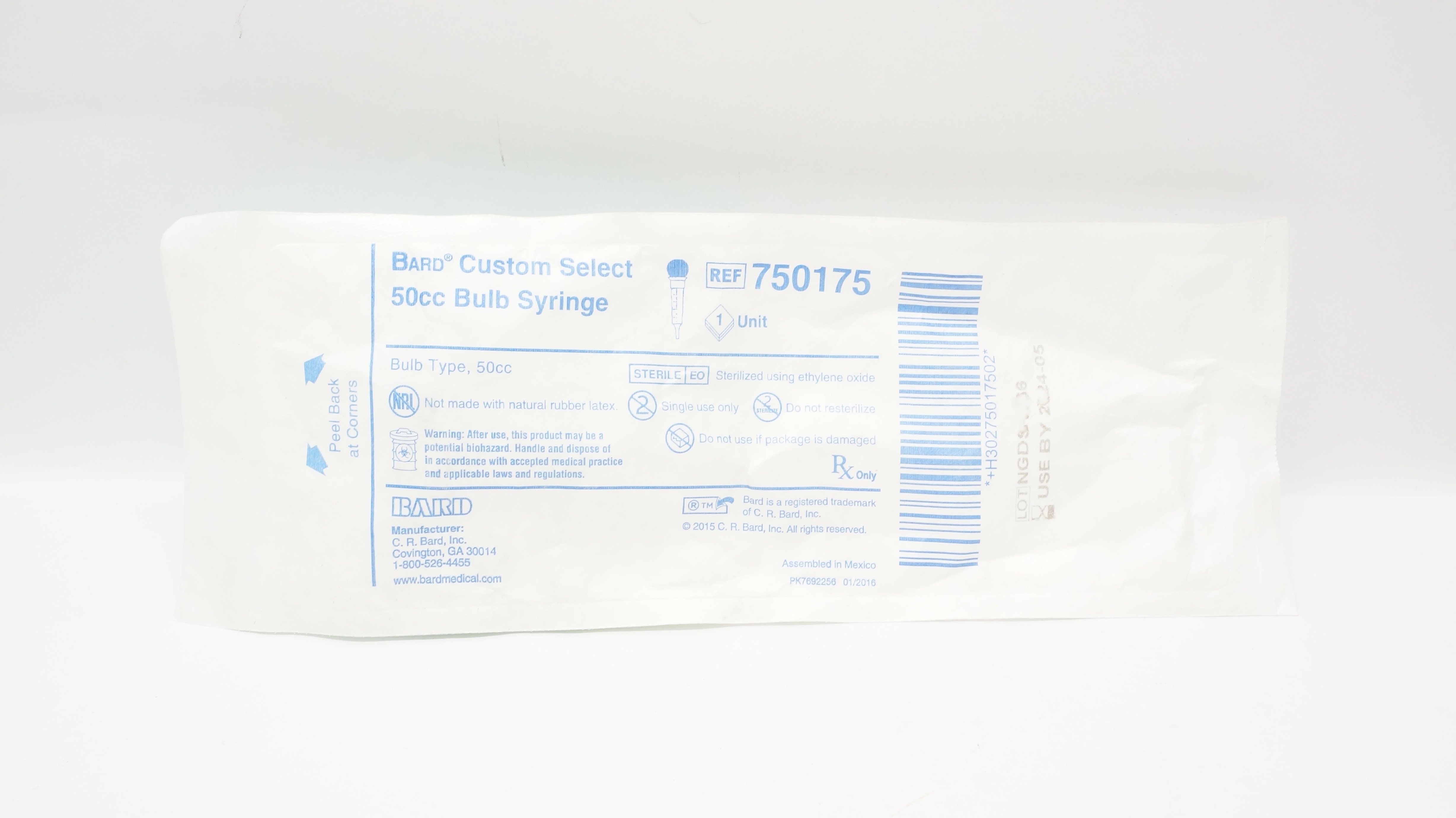 Bard 750175 Custom Select 50cc Bulb Type Syringe (x)