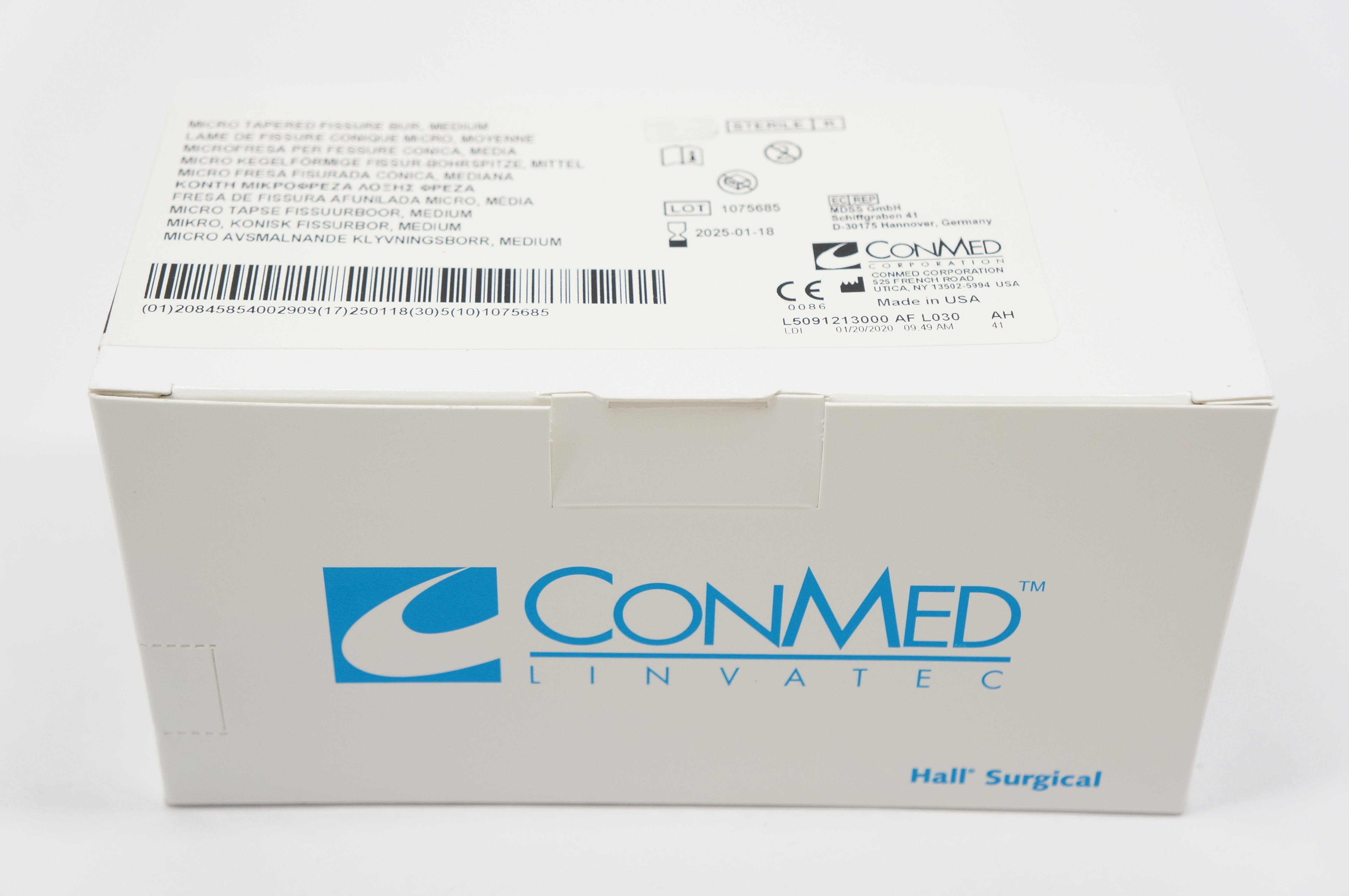 ConMed 5091-213 Micro Tapered Fissure Bur, Medium 21 x 4.9mm - Box of 5