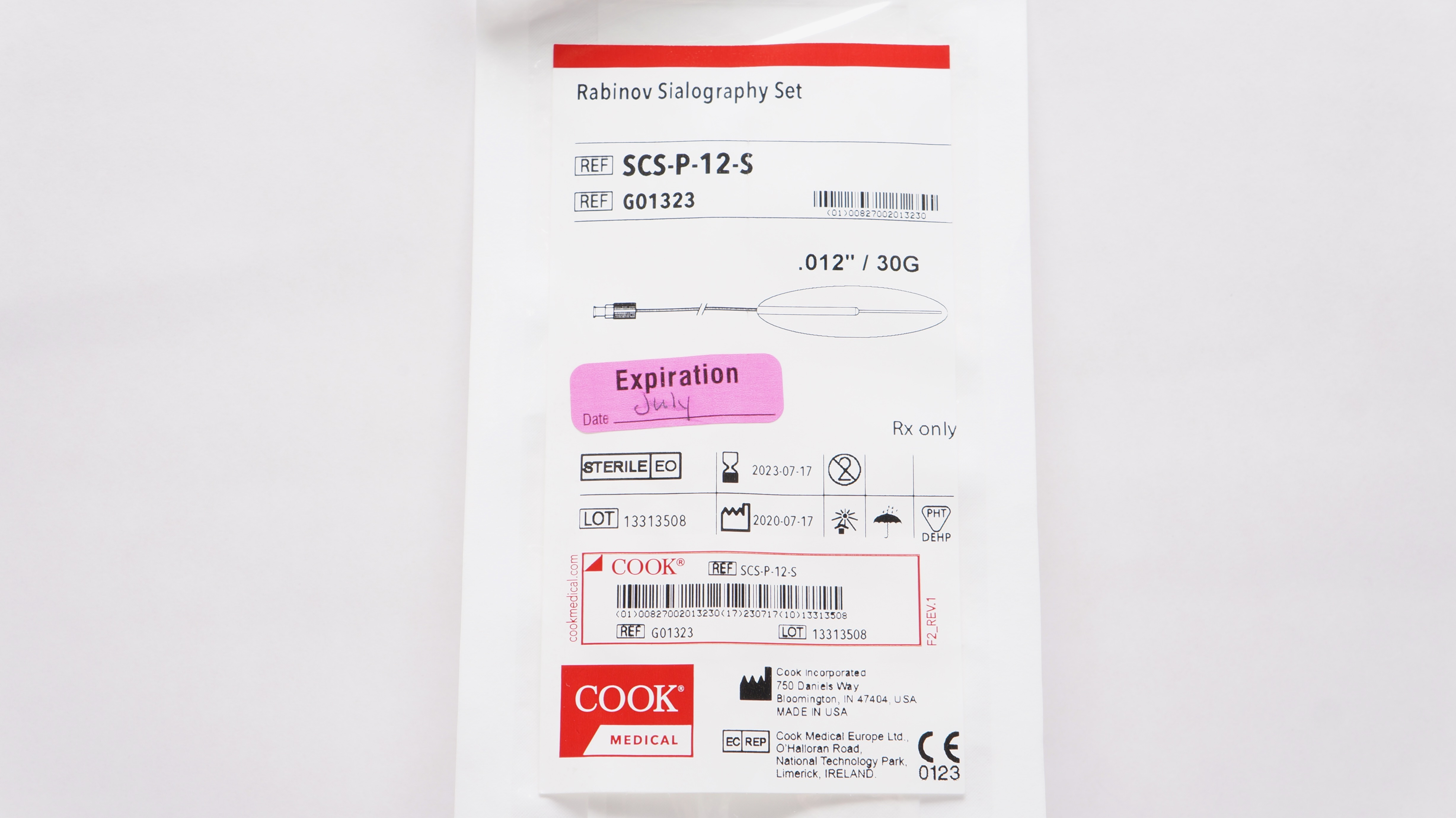 Cook Medical G01323 Rabinov Sialography Set .012inch x 30G (x)