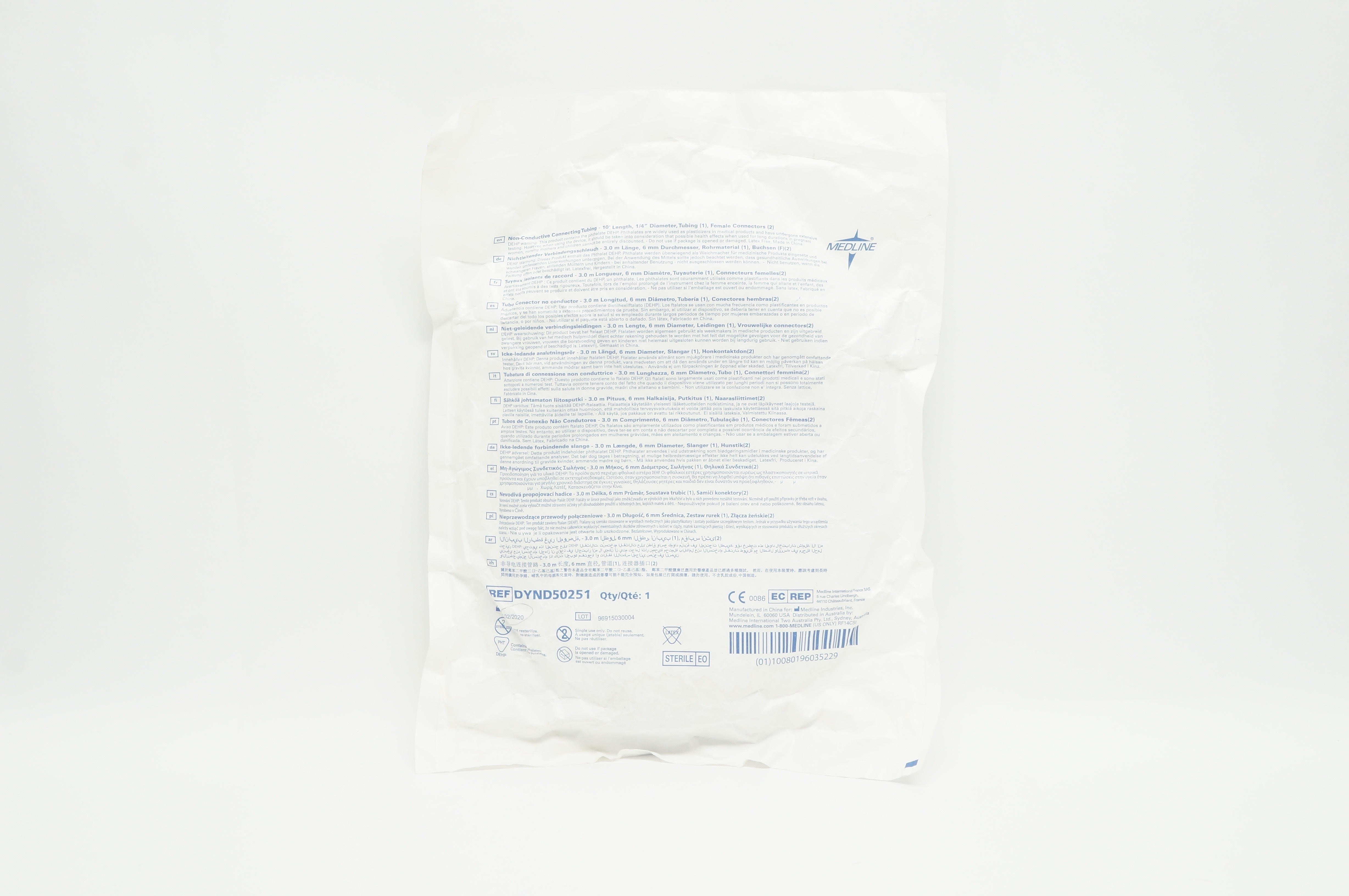 Medline DYND50251 Non-Conductive Connecting Tubing 1/4in x 10F (x)