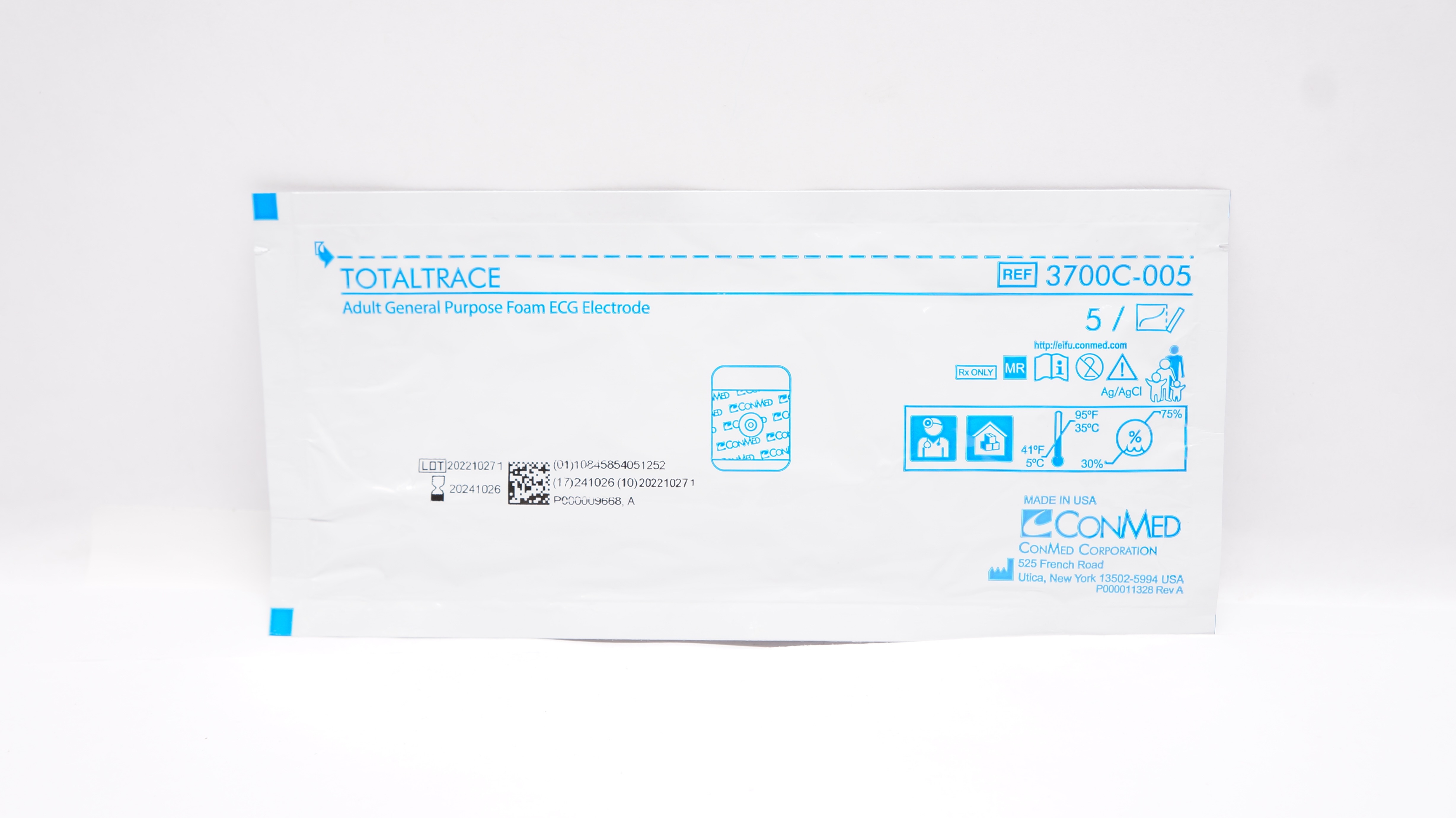 ConMed 3700C-005 Totaltrace Adult General Purpose Foam ECG Electrode - Pack of 5