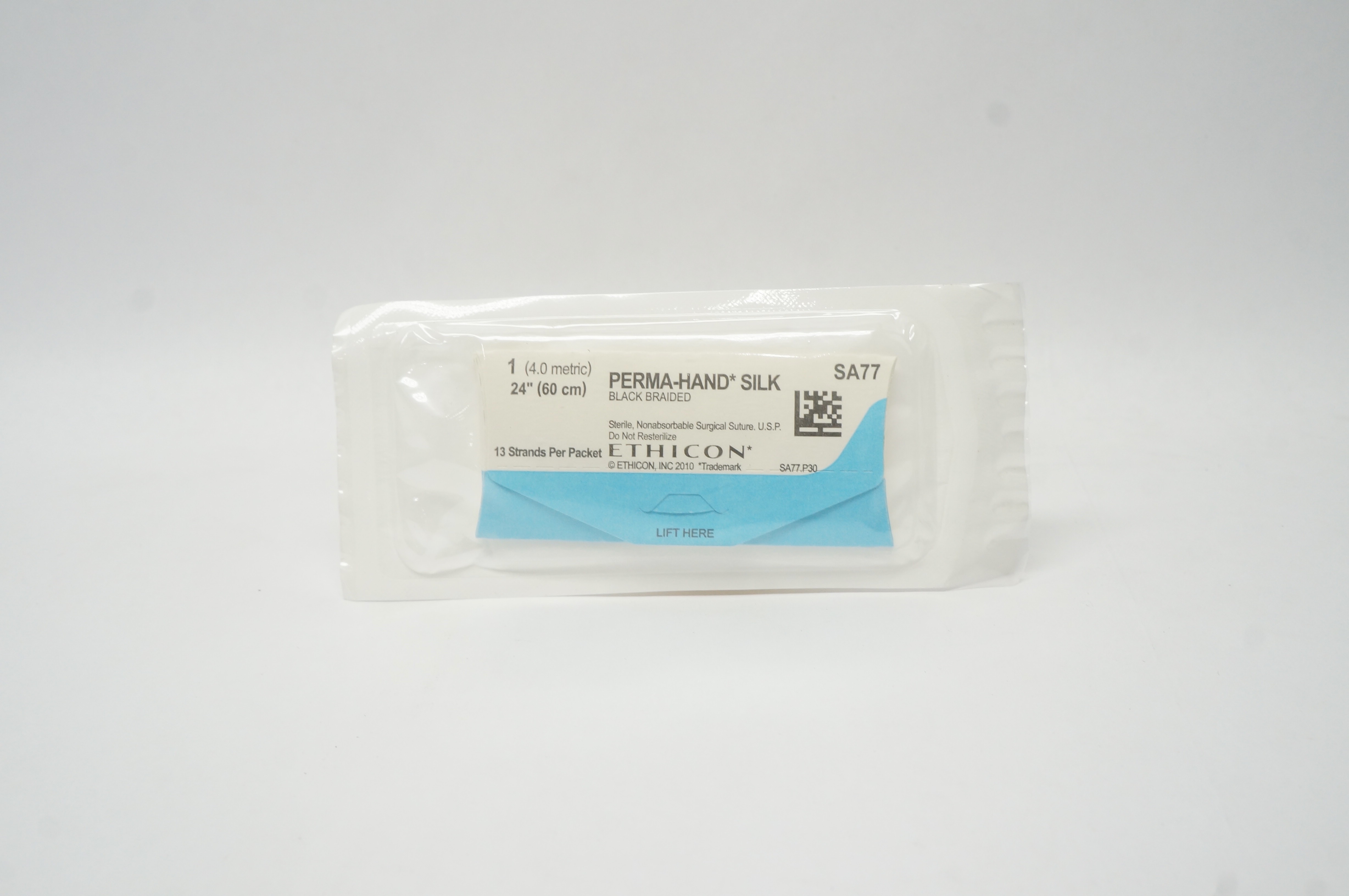 Ethicon SA77 1 Perma-Hand Silk Black Braided Surgical Stre. 24 inch 13 Strands
