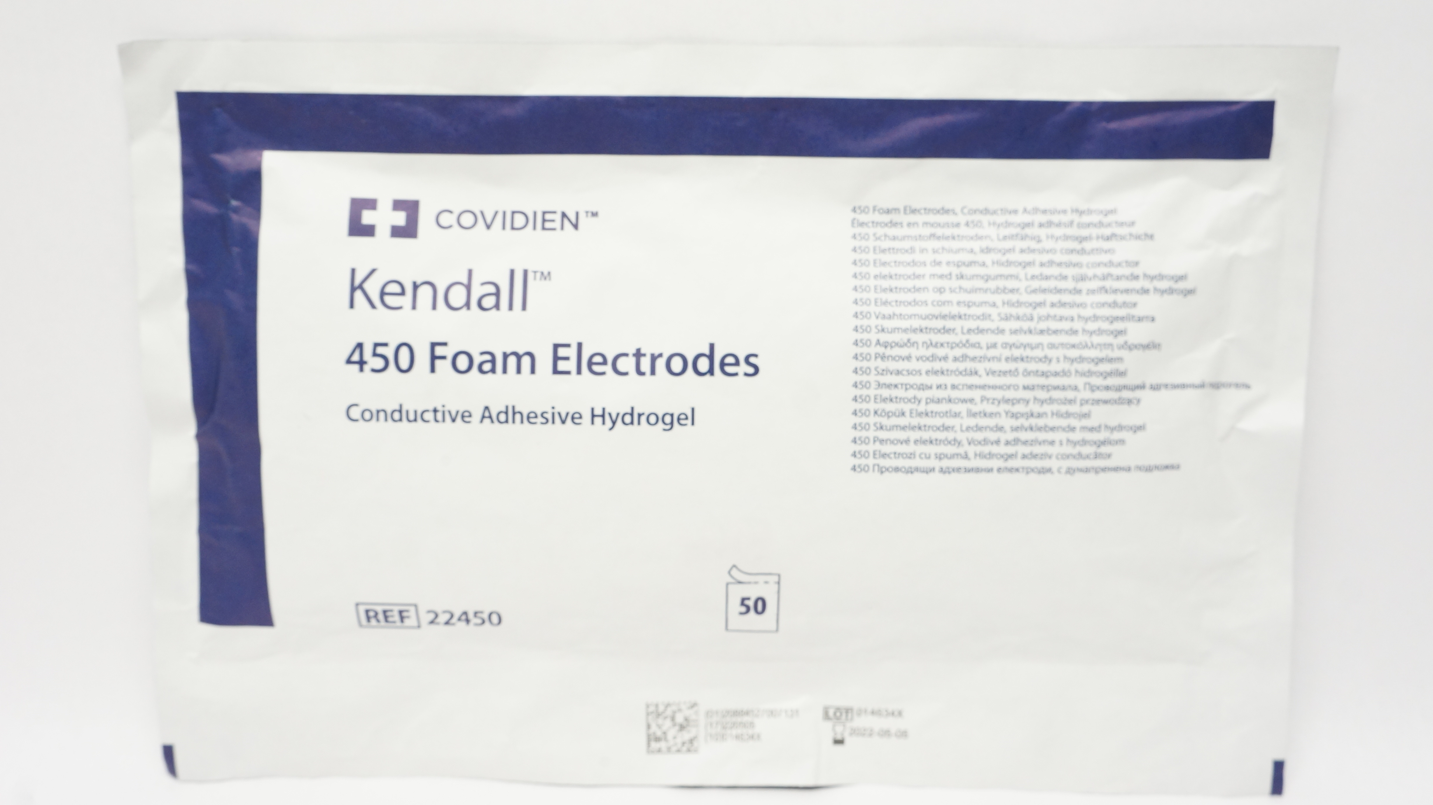 Covidien 22450 450 Foam Electrodes Conductive Adhesive Hydrogel - Pack of 50