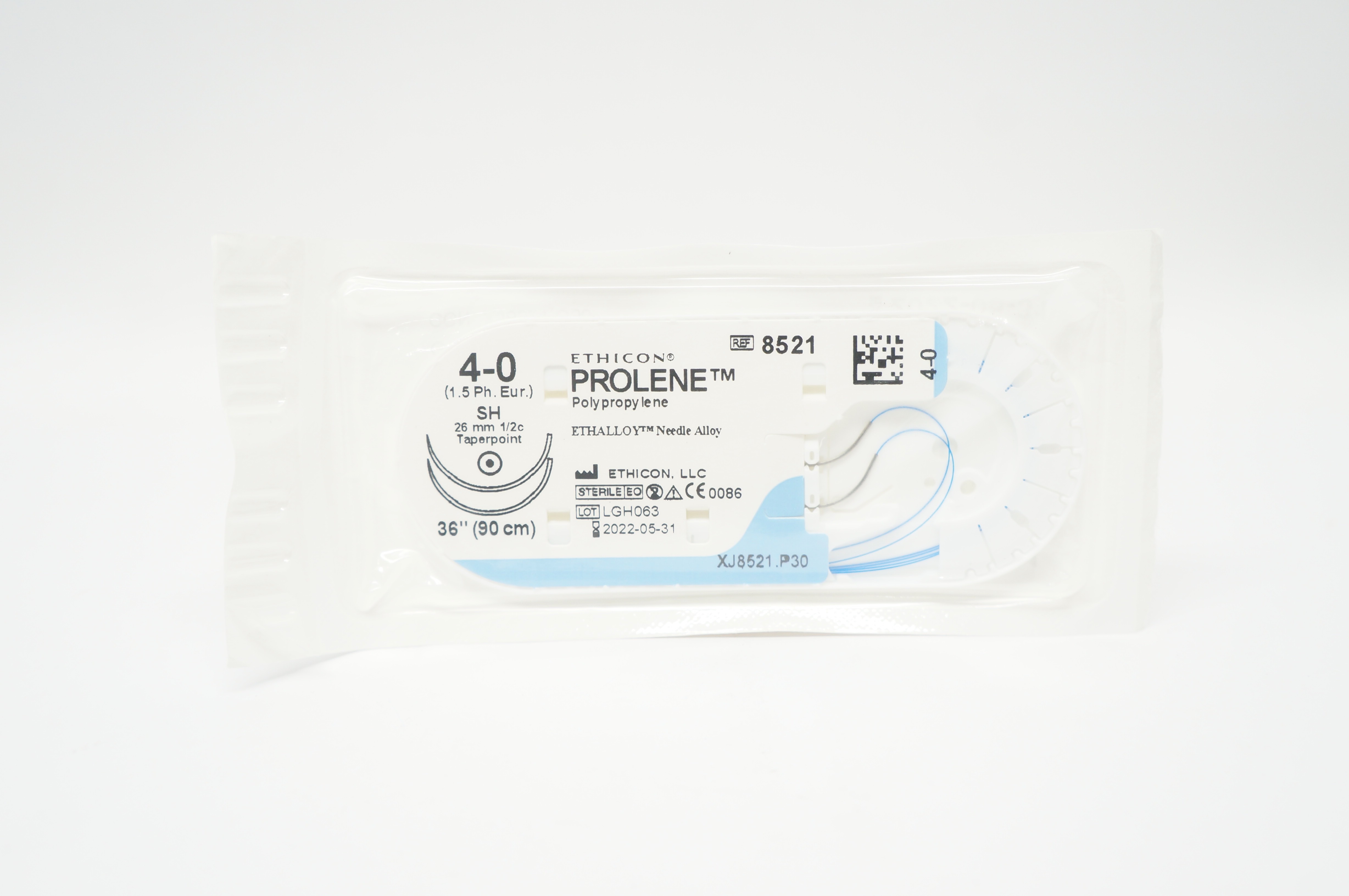 Ethicon 8521 4-0 Prolene Polypropylene SH 26mm 1/2c Taperpoint, 36 inch (x)