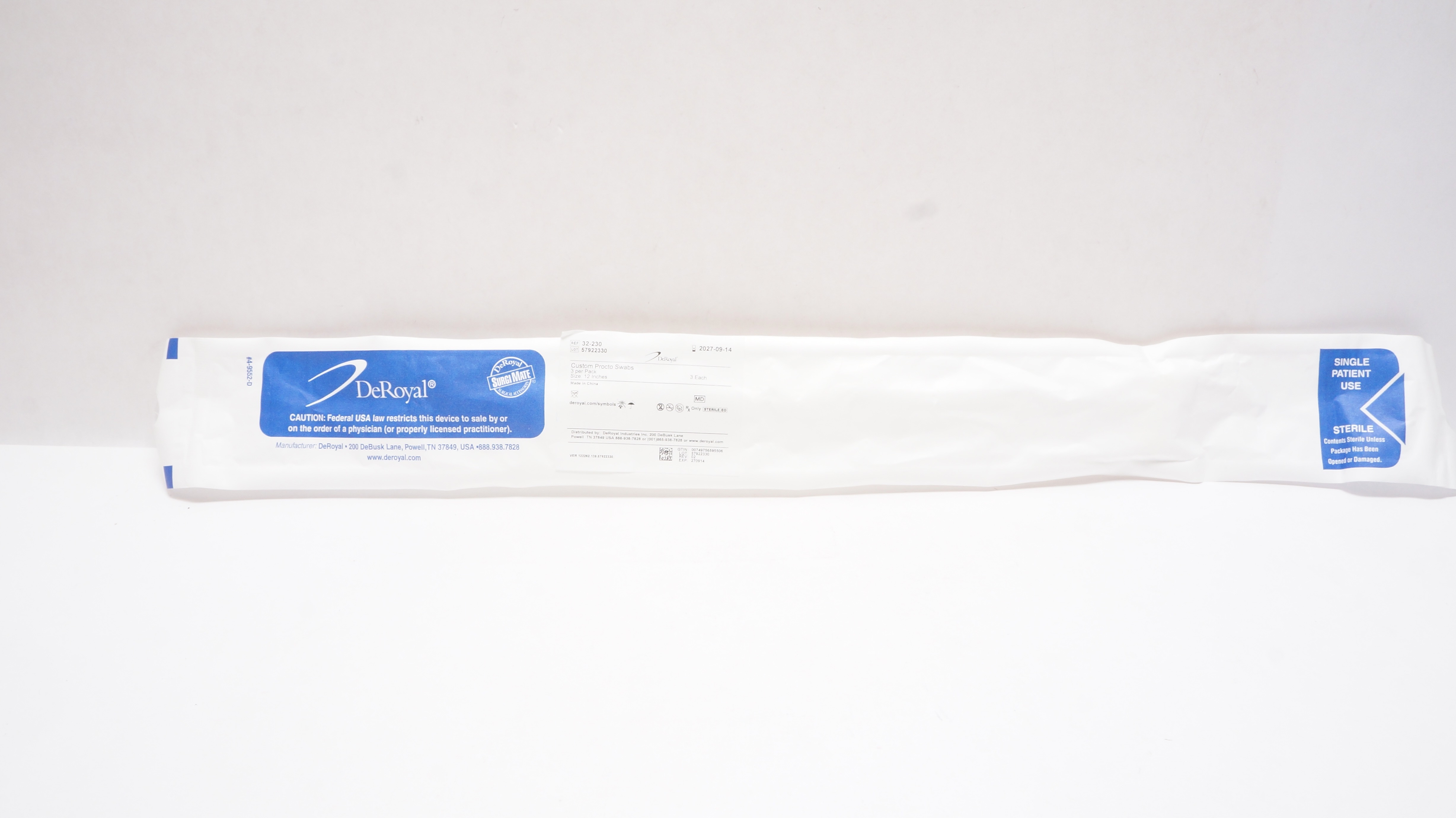 DeRoyal 32-230 Custom Procto Swabs 12inch - Pack of 3
