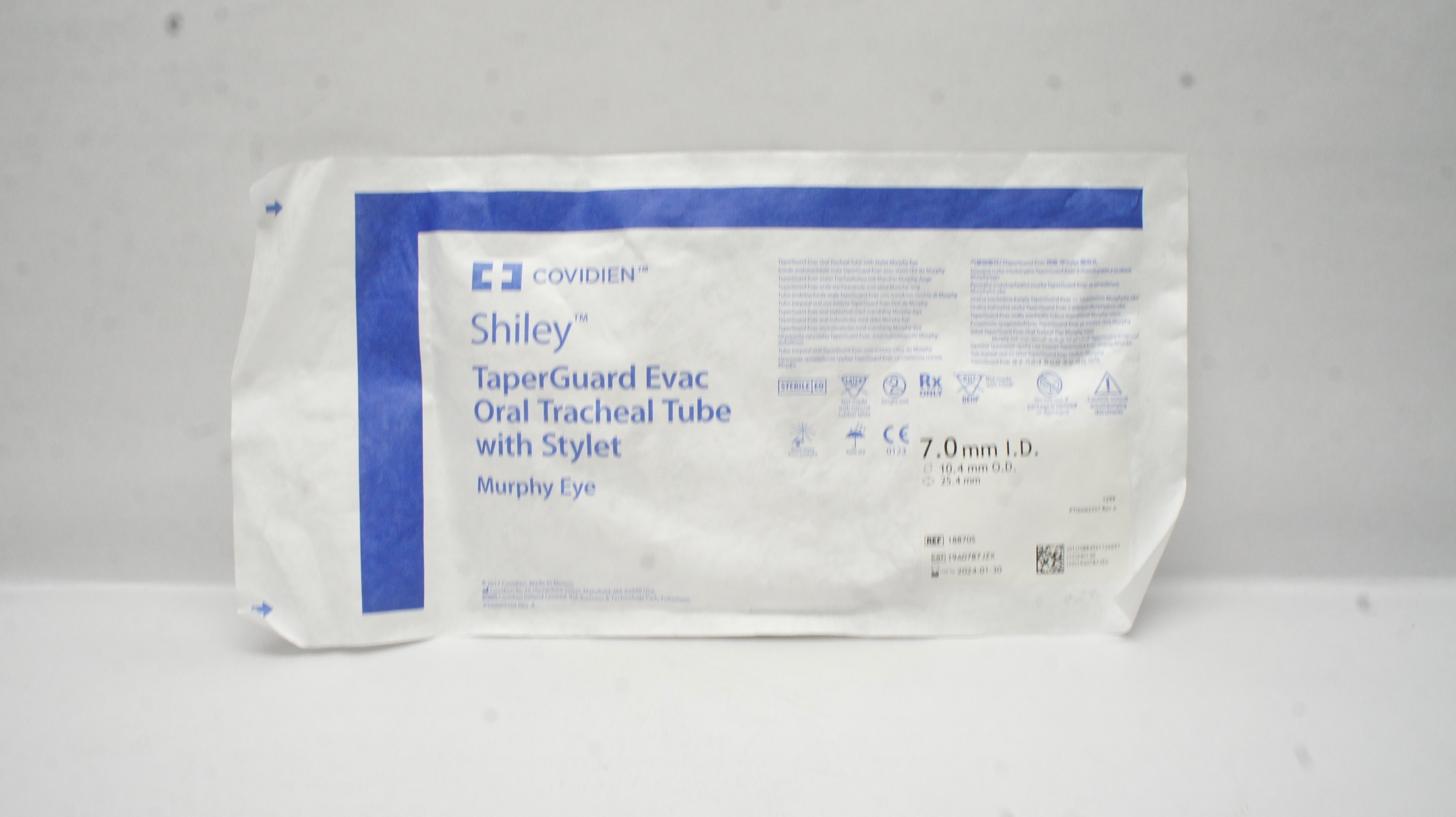 Covidien 18870S Shiley Oral Tracheal Tube w/Stylet 7.0ID x 10.4OD x 29.4mm (x)