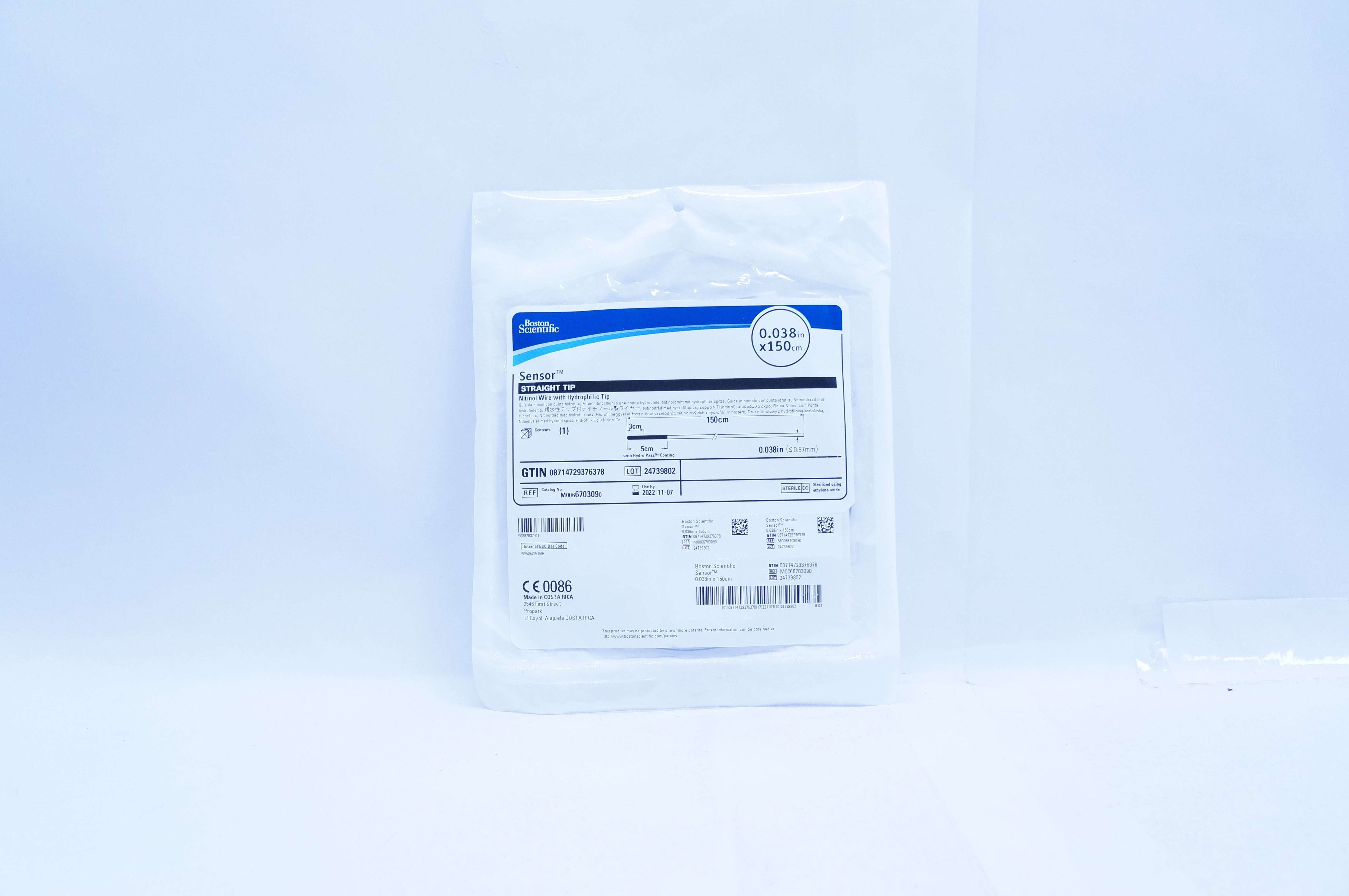 Boston Scientific 670309 Sensor Nitinol Wire W/Hydrophilic Tip 0.038inch x 150cm