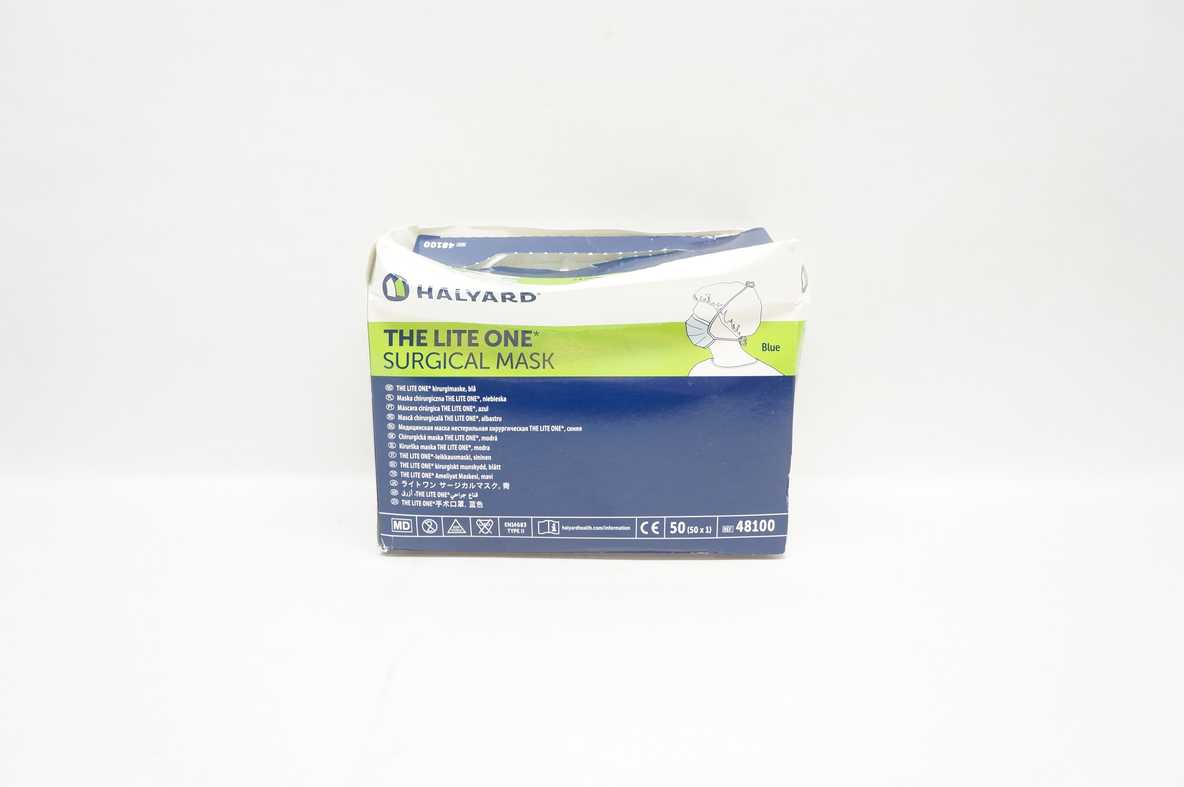 Halyard 48100 The Lite One Surgical Mask, Blue - Box of 50