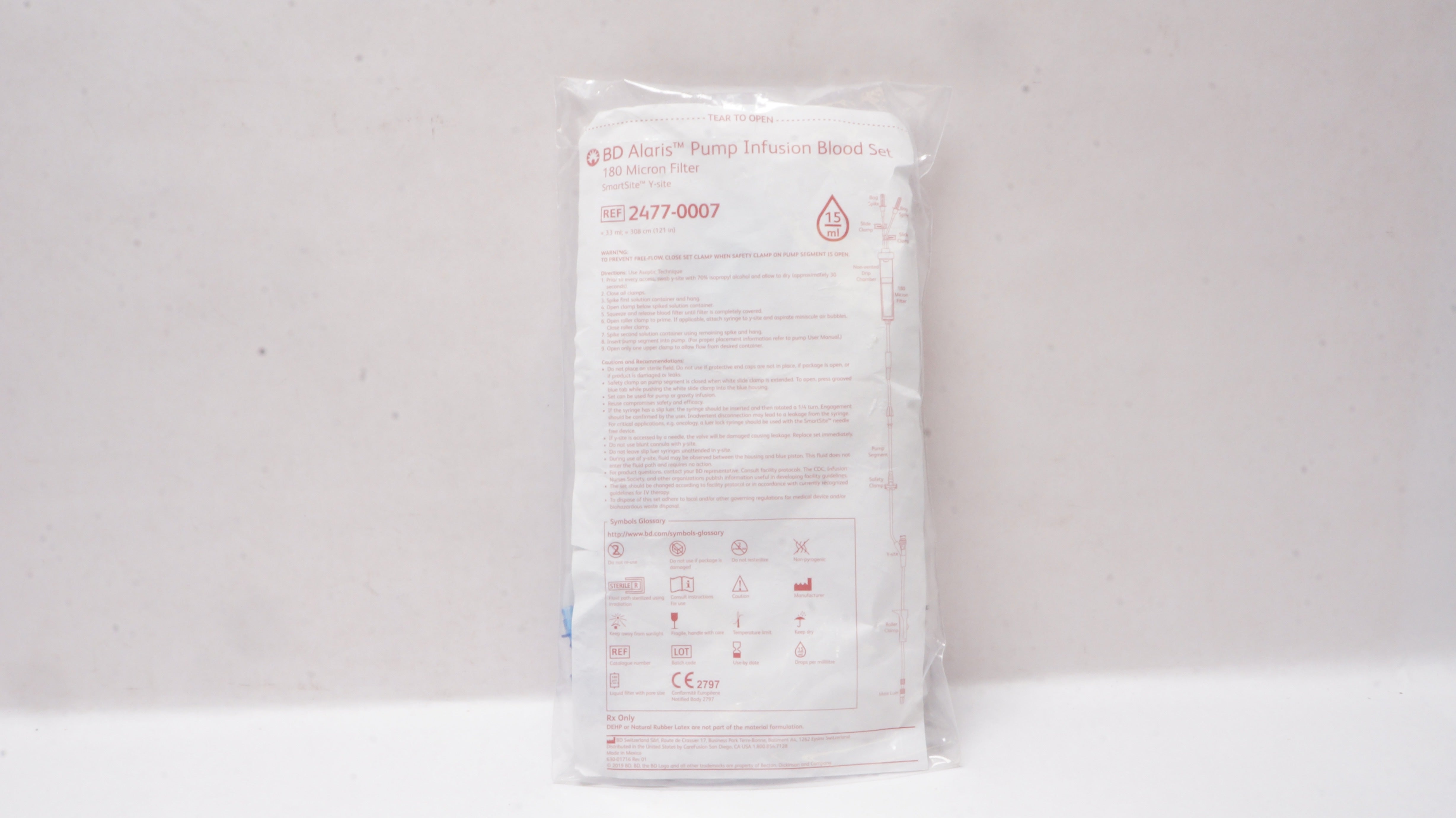 BD 2477-0007 Alaris Pump Infusion Blood Set 180 Micron Filter 15ml