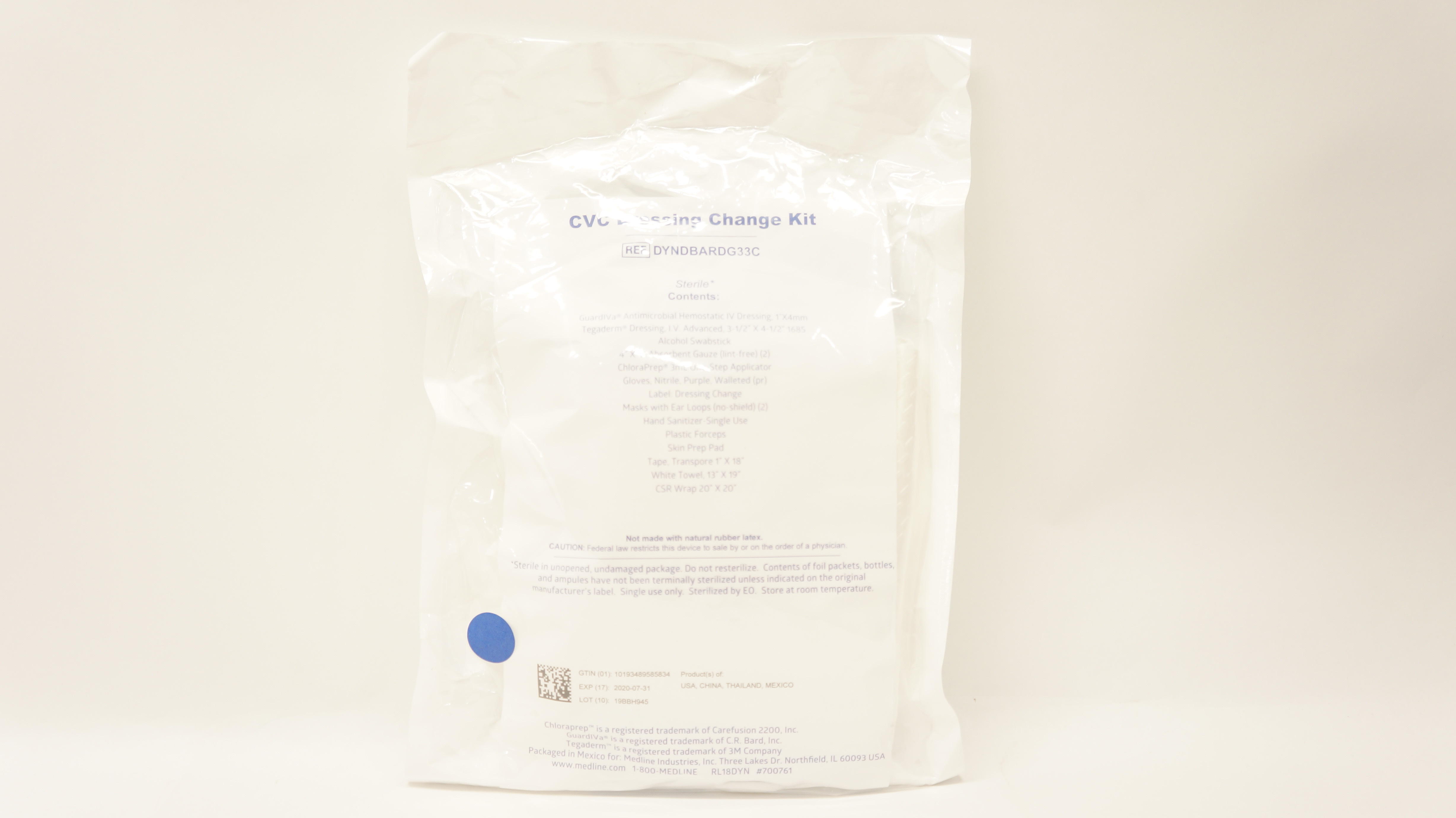 Medline DYNDBARDG33C CVC Dressing Change Kit (x)