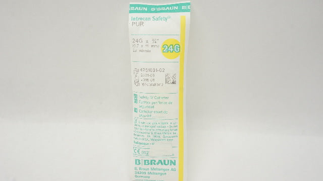 Braun 4251601-02 Introcan Safety IV Caths. PUR 24 x 3/4 inch 22ml (x)