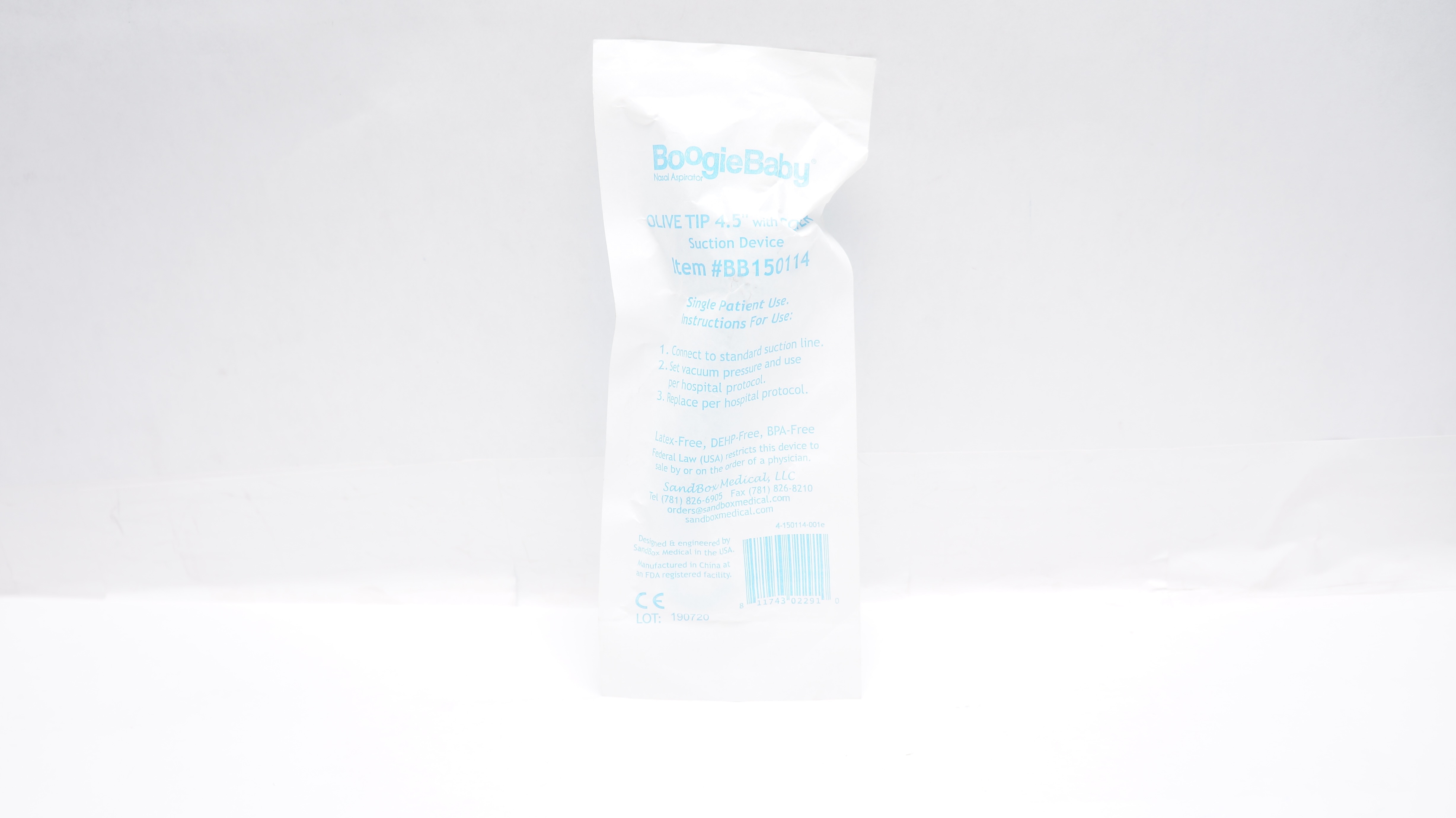 SandBox Medical BB150114 BoogieBaby Nasal Aspirator Olive Tip 4.5inch