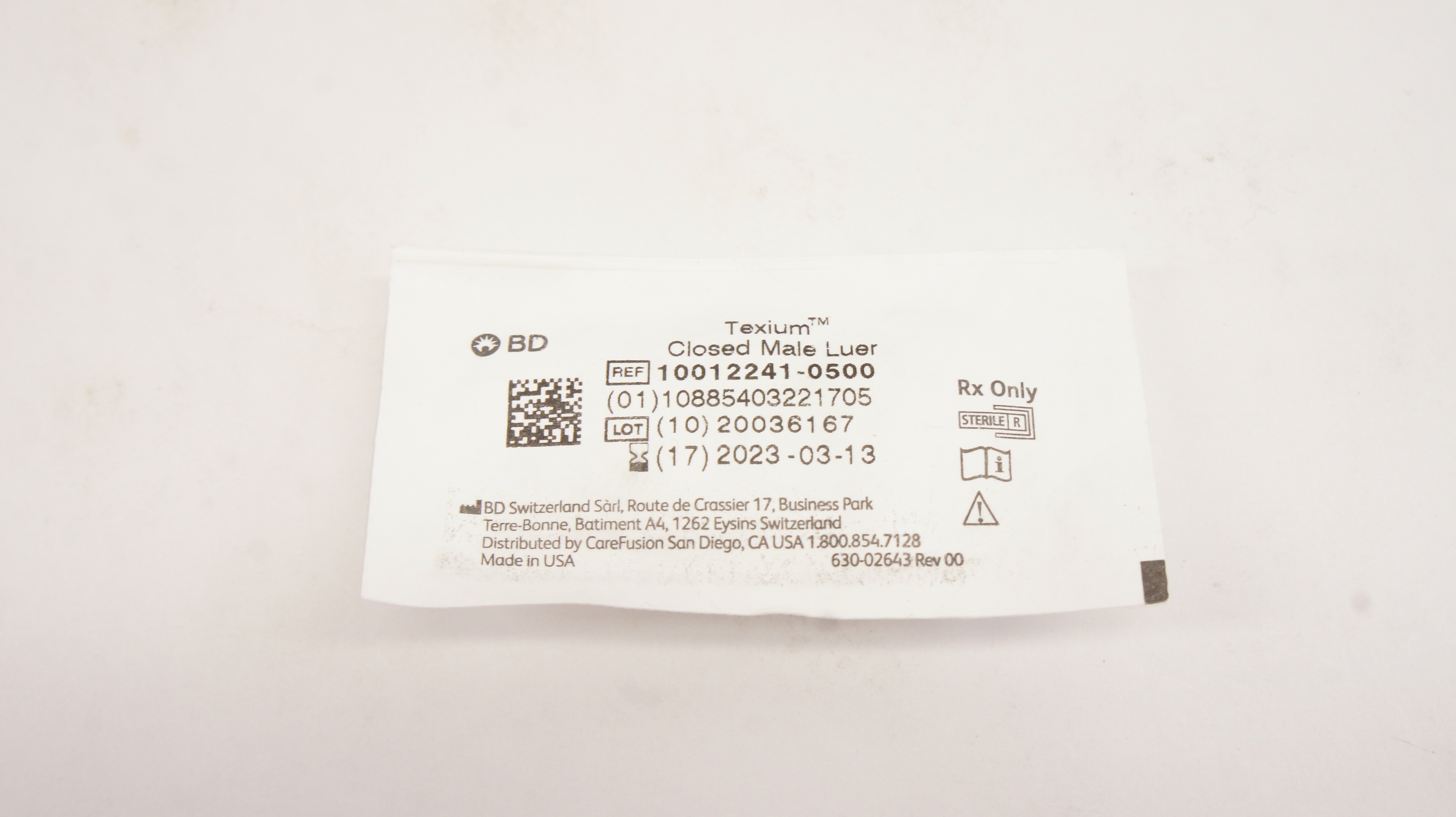 BD 10012241-0500 Texium Closed Male Luer with Female Cap 0.12ml
