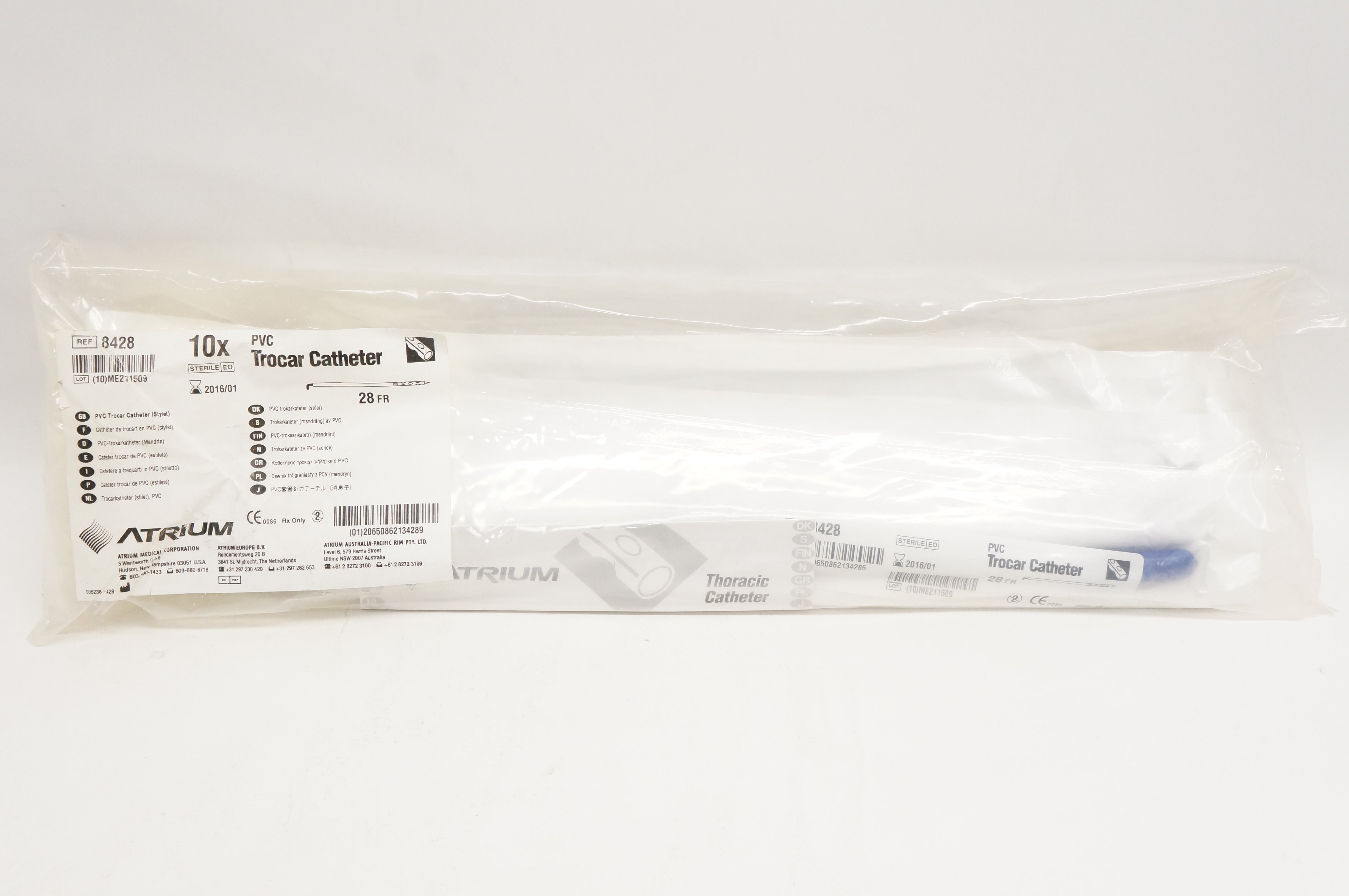 Atrium 8428 PVC Trocar Cath. 28Fr (x) - Pack of 10