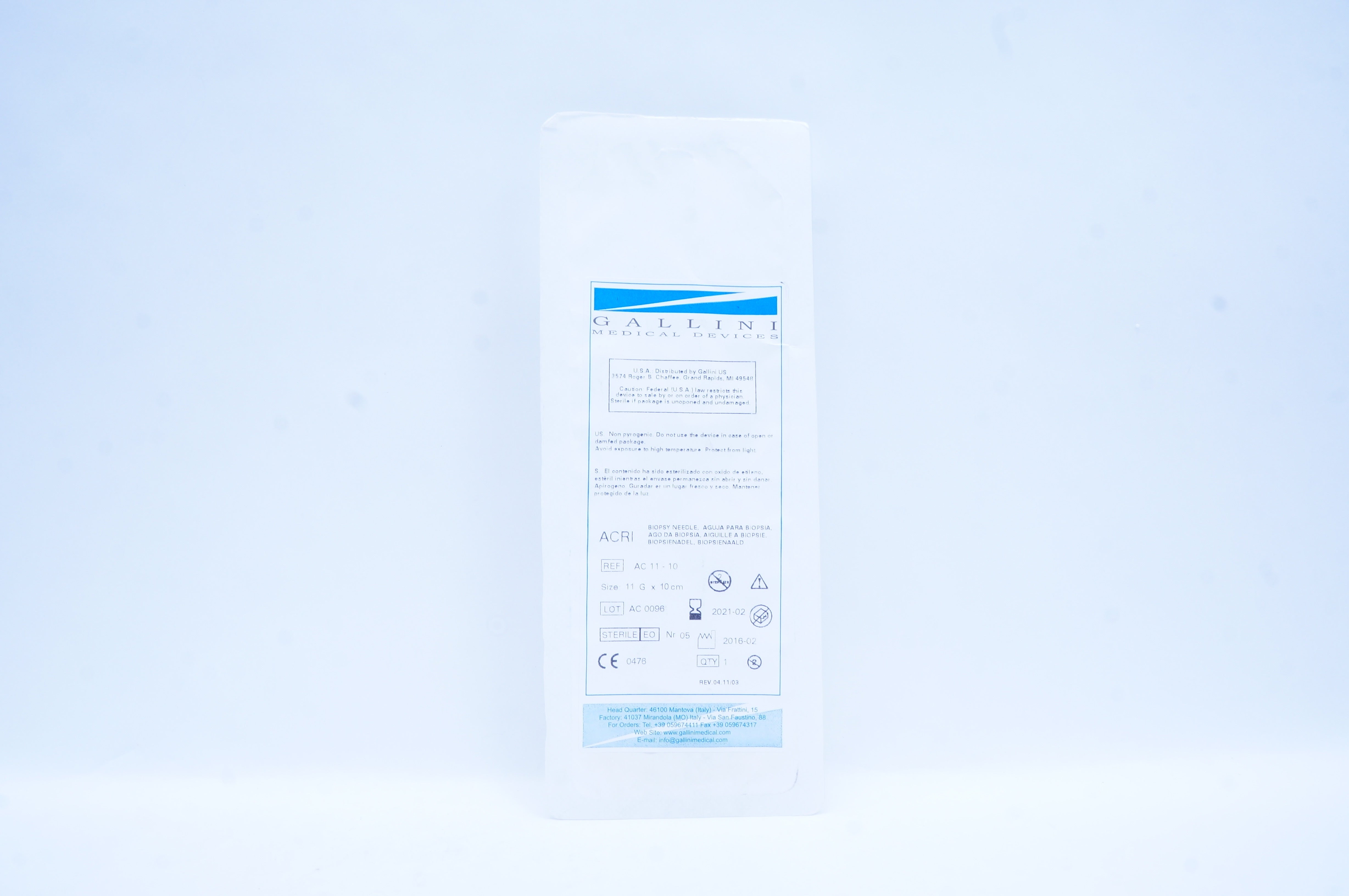 Gallini Medical Devices AC 11-10 ACRI Biopsy Ndle, 11G x 10cm (x)