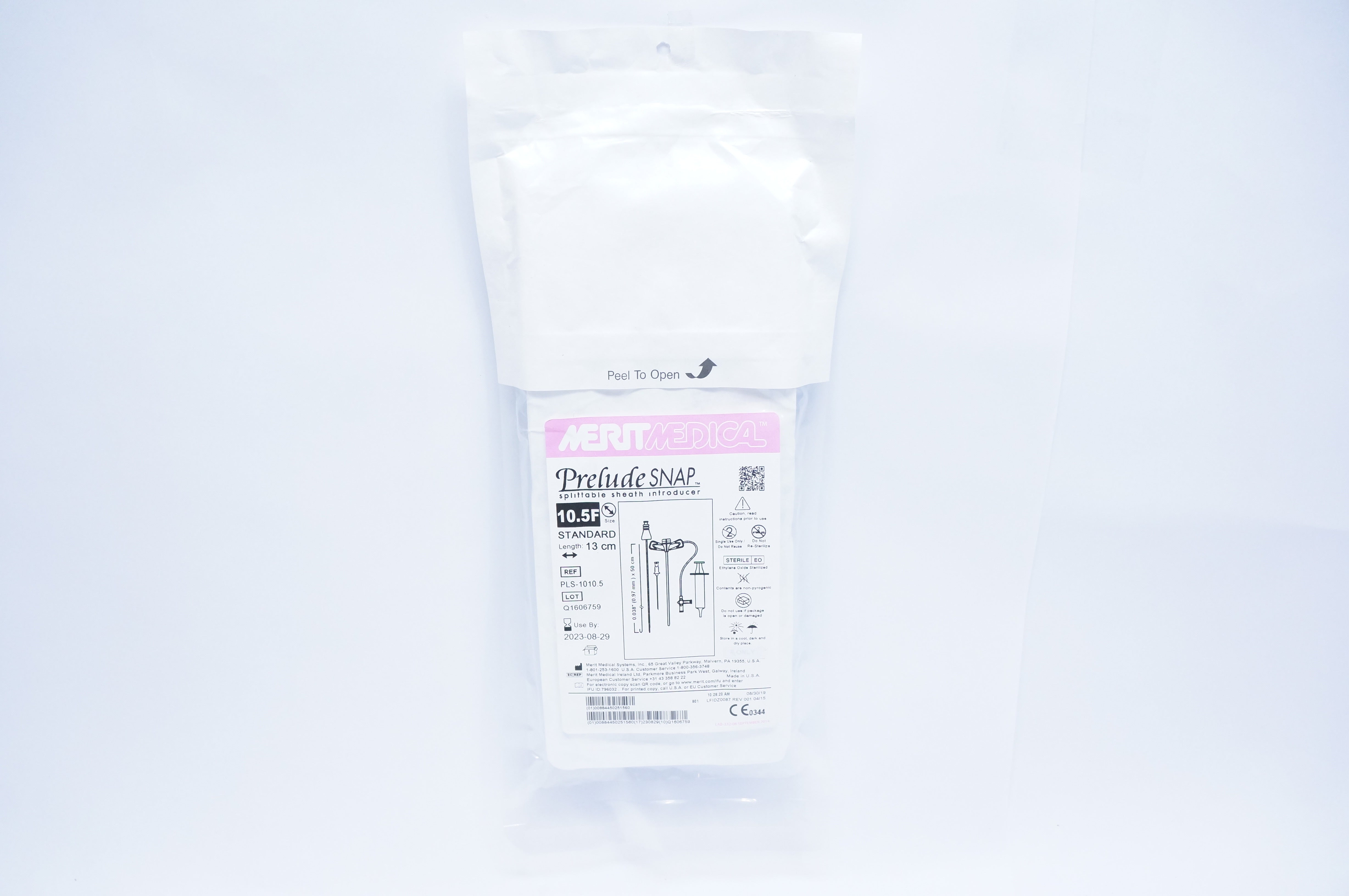 Merit Medical PLS-1010.5 Prelude SNAP Splittable Sheath Introducer 10.5F x 13cm