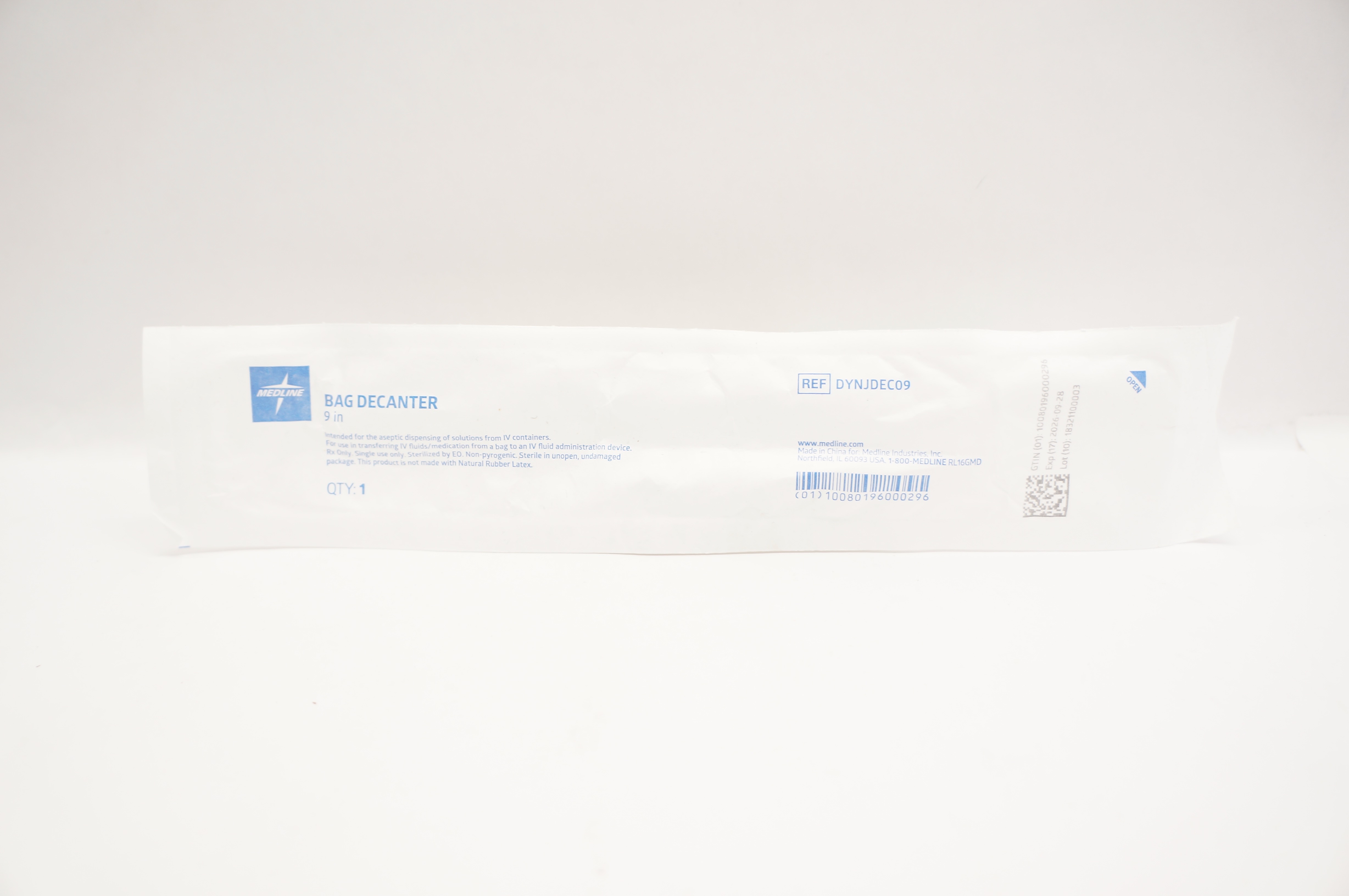 Medline DYNJDEC09 Bag Decanter 9 inch