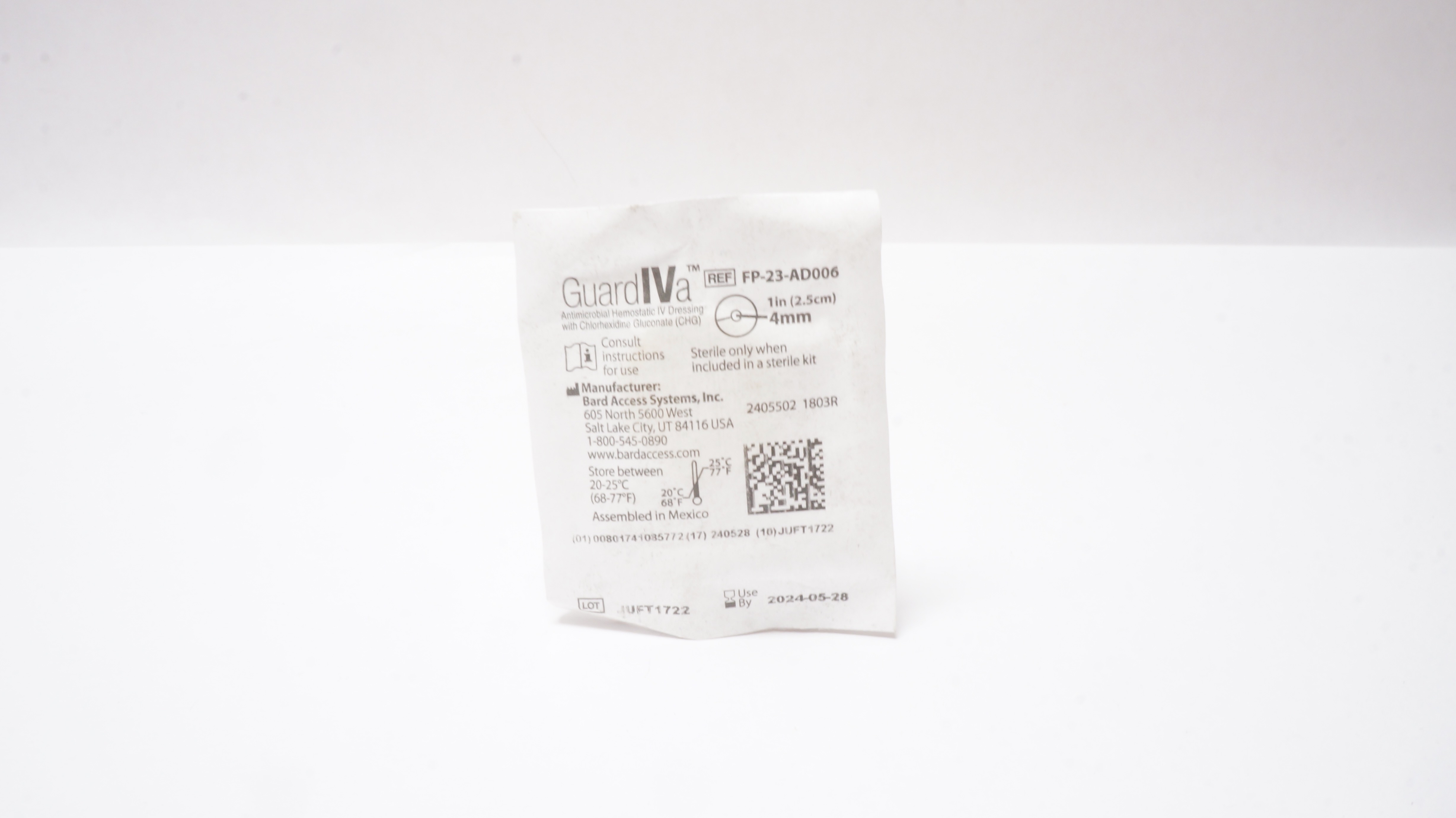 Bard FP-23-AD006 GuardIVa Hemostatic IV Dressing 1inch x 4mm