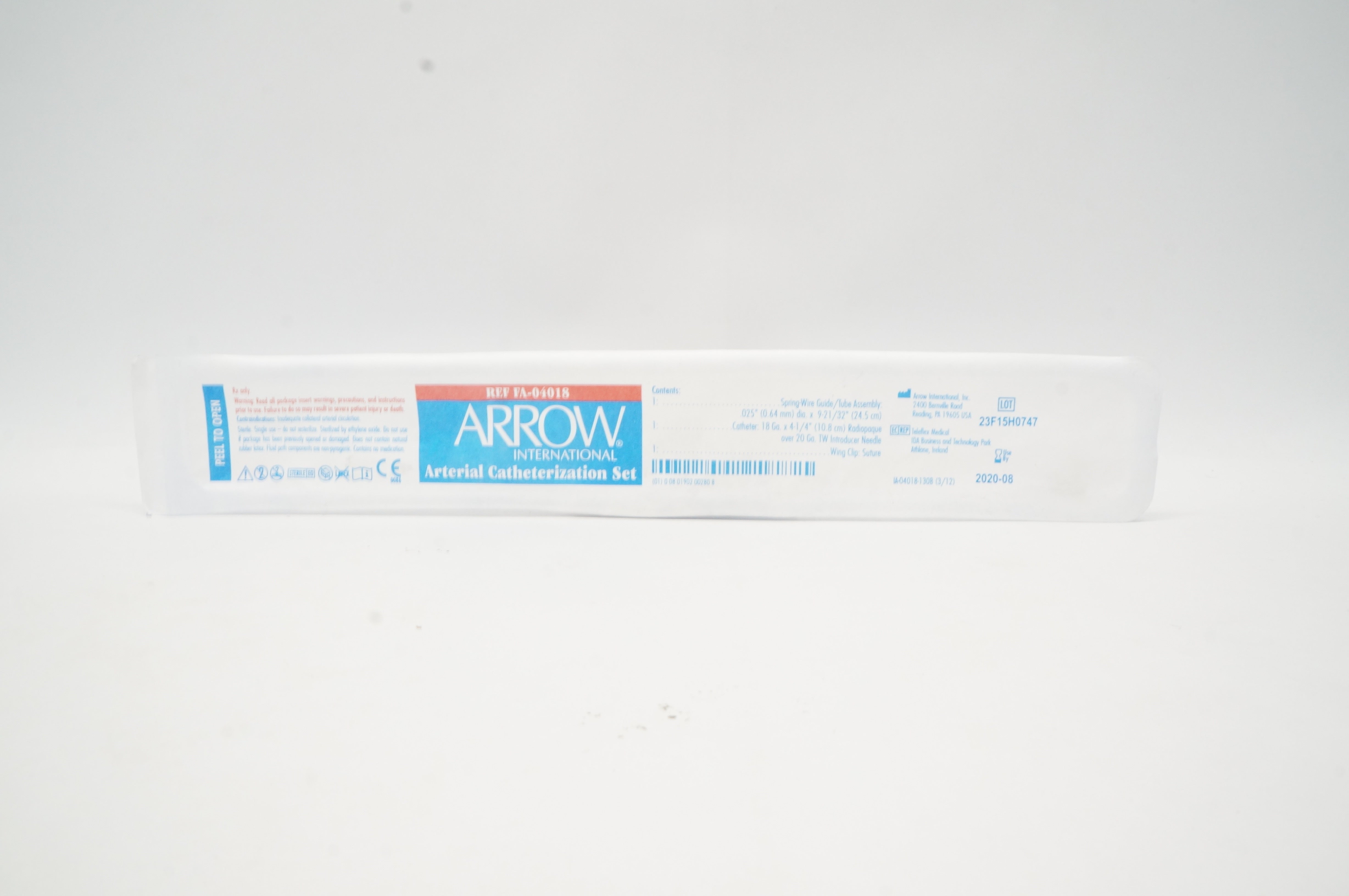 Arrow FA-04018 Arterial Catheterization Set .025inch x 9-21/32inch (x)