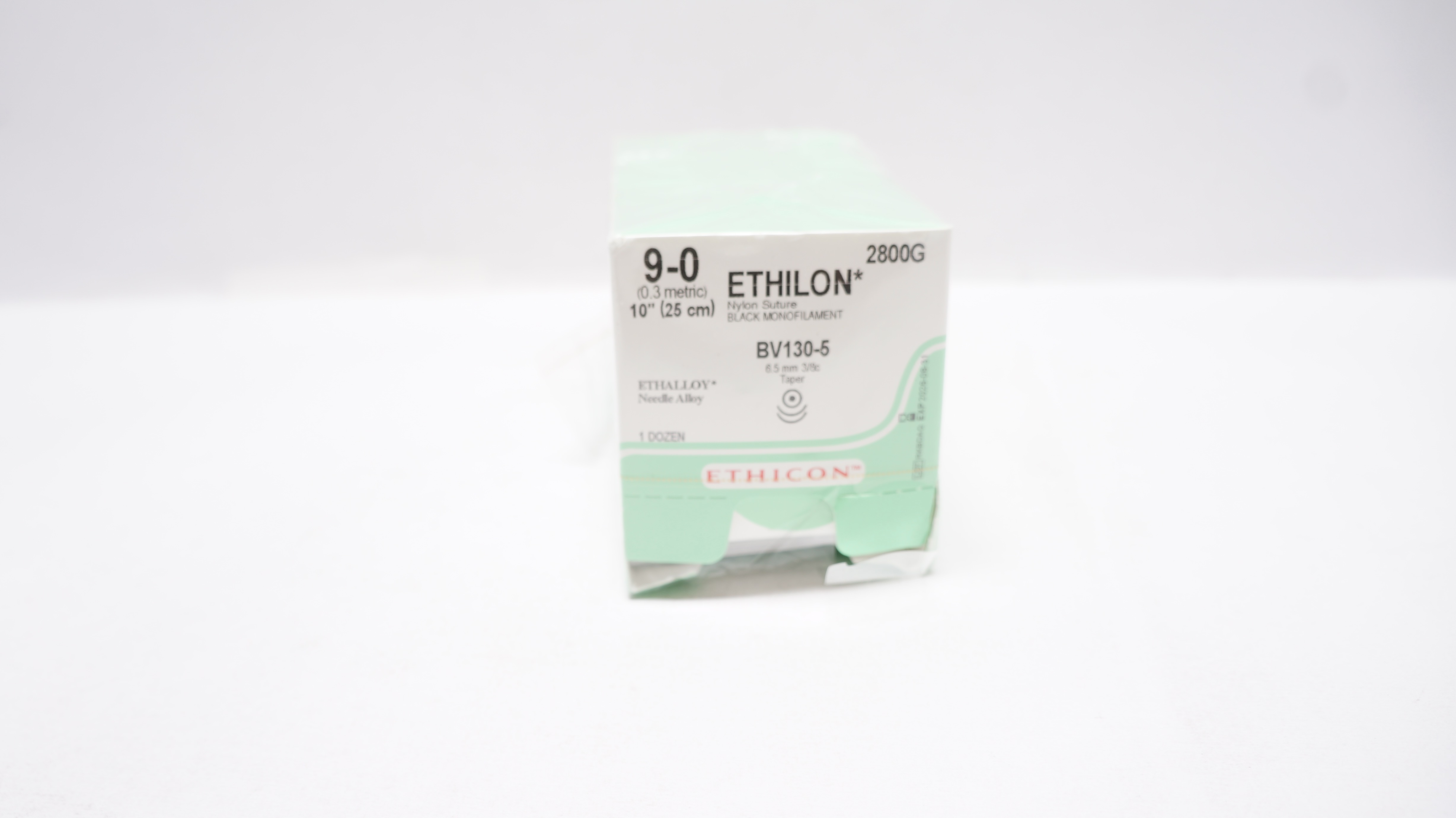 Ethicon 2800G 9-0 ETHILON Black Stre BV130-5 6.5mm 3/8c Taper 10inch - Box of 12