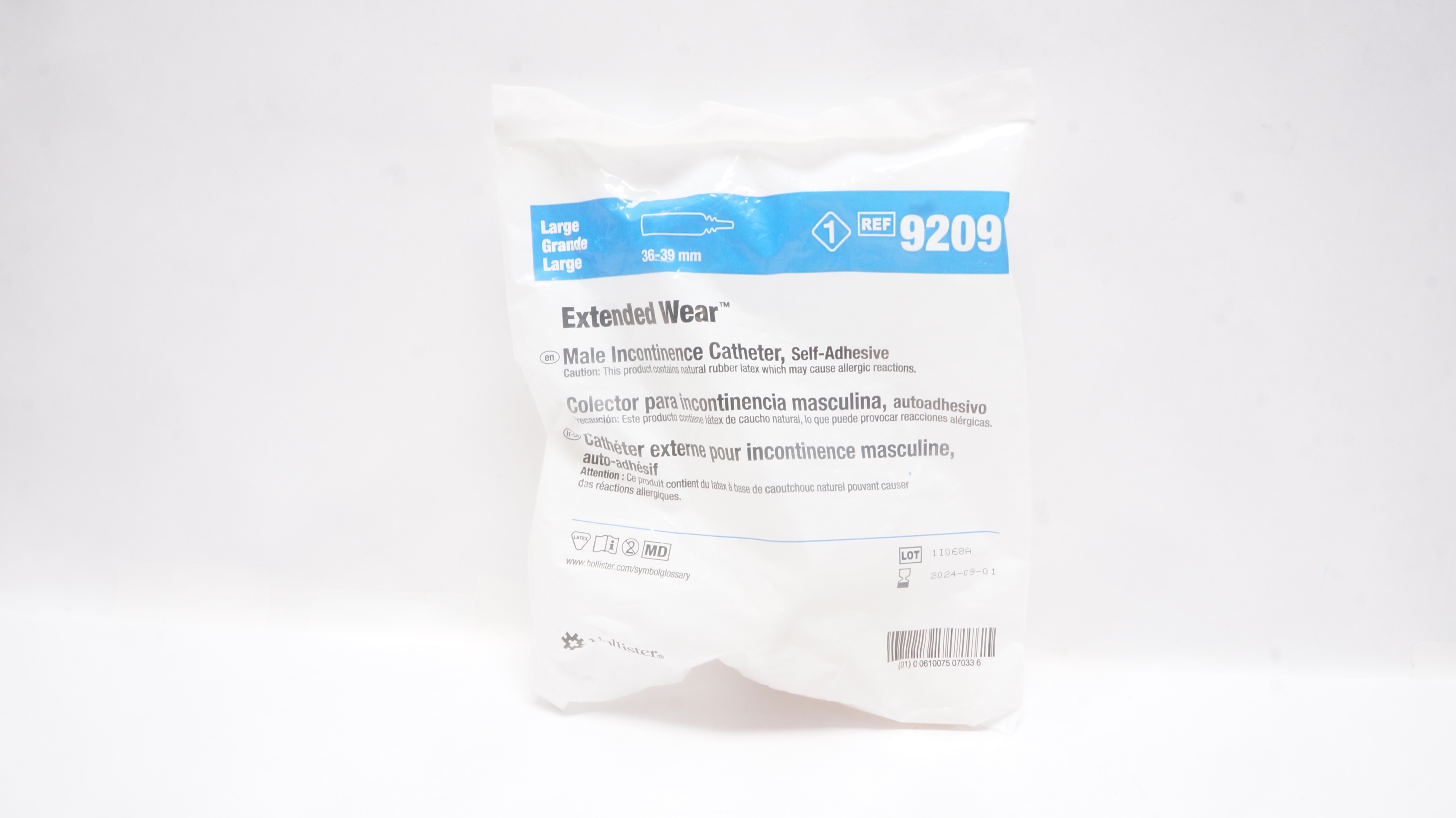 Hollister 9209 Extended Wear, Male Incontinence Sheath/Cath., Large 36-39mm