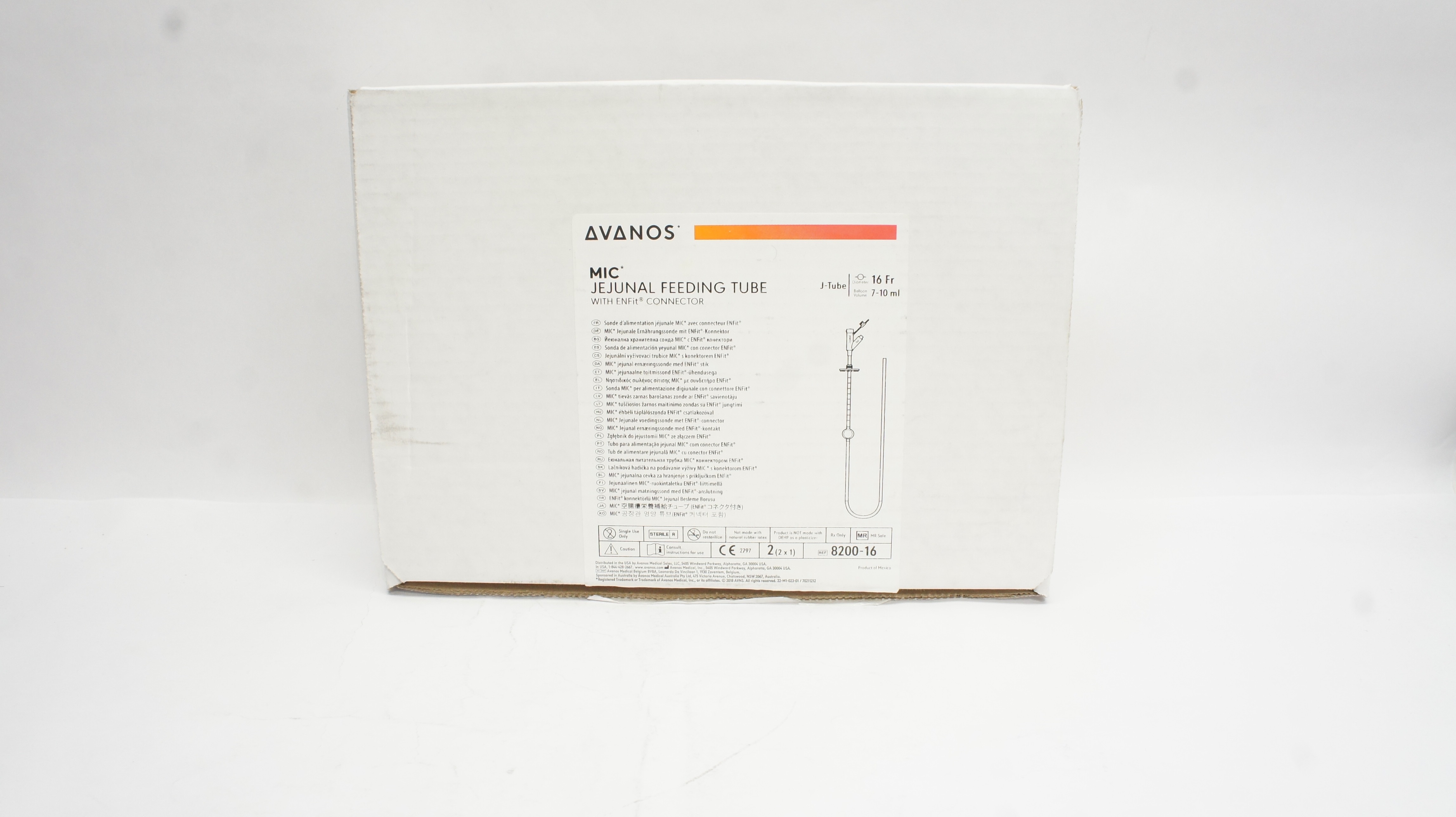 Avanos 8200-16 MIC Jejunal Feeding Tube W/ENFit Connector 16Fr - Box of 2