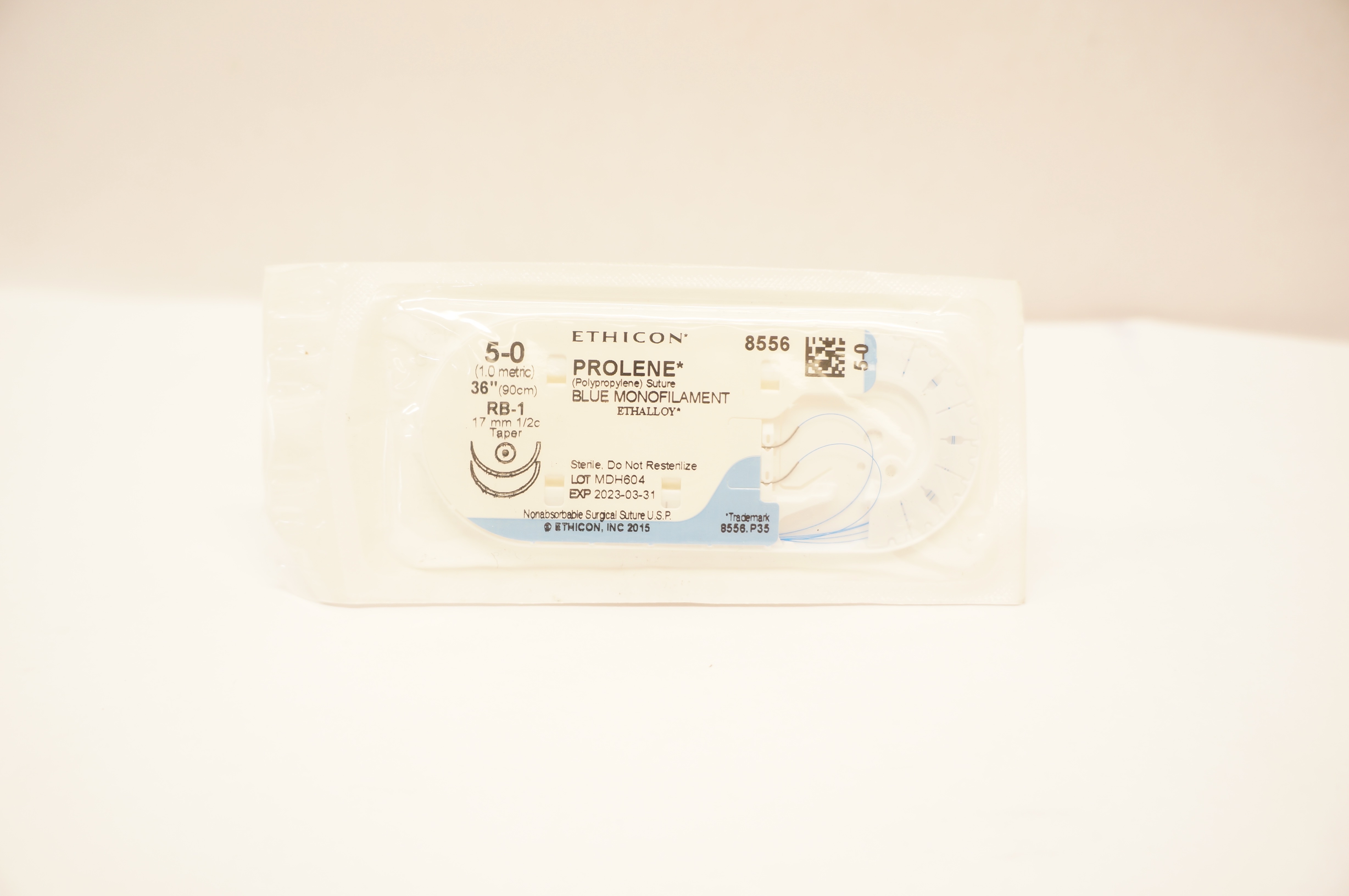 Ethicon 8556 5-0 PROLENE Stre RB-1 17mm 1/2c Taper 36 inch