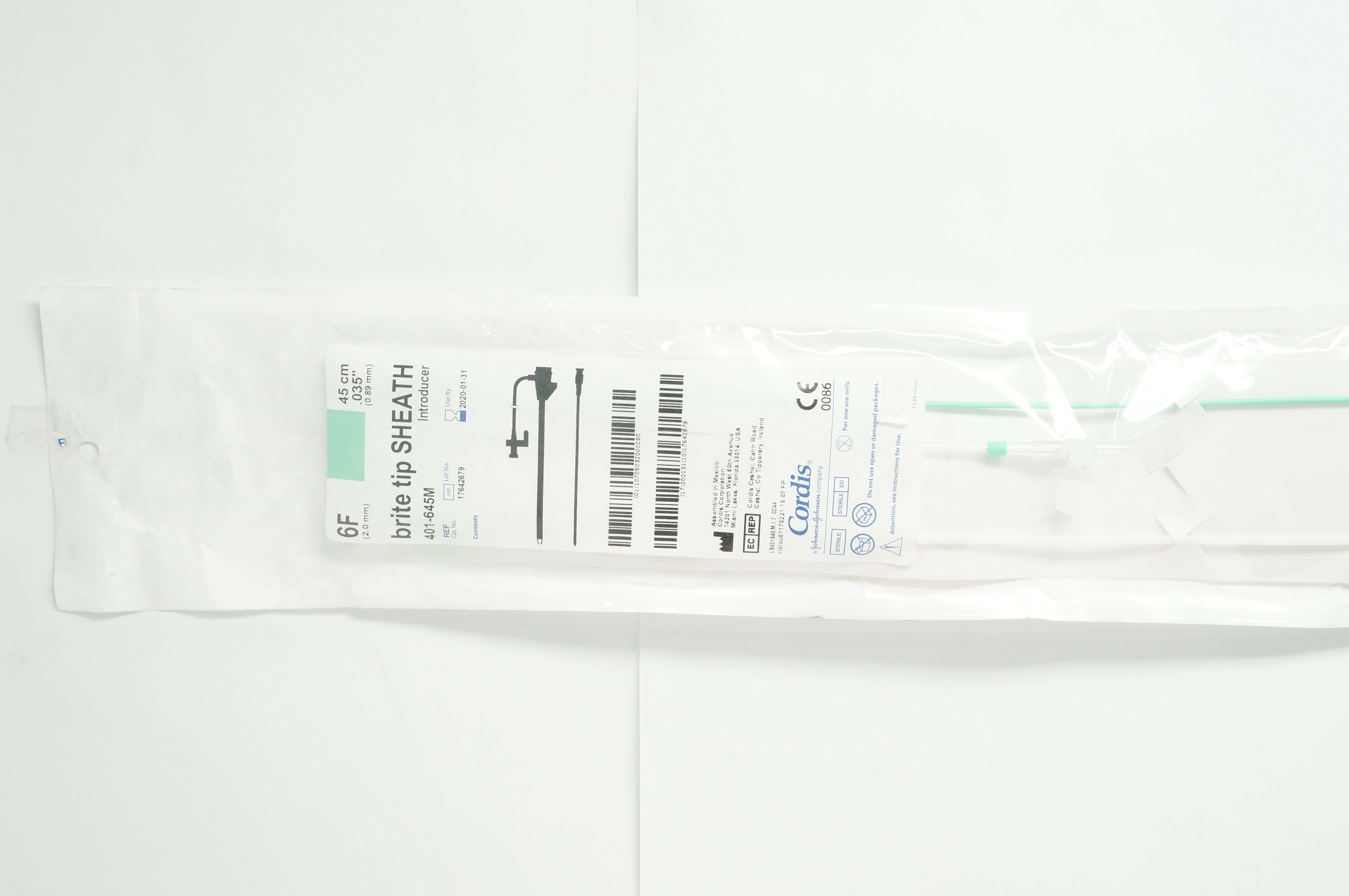 Cordis 401-645M Brite Tip Sheath Introducer 6F x .035inch x 45cm (x)
