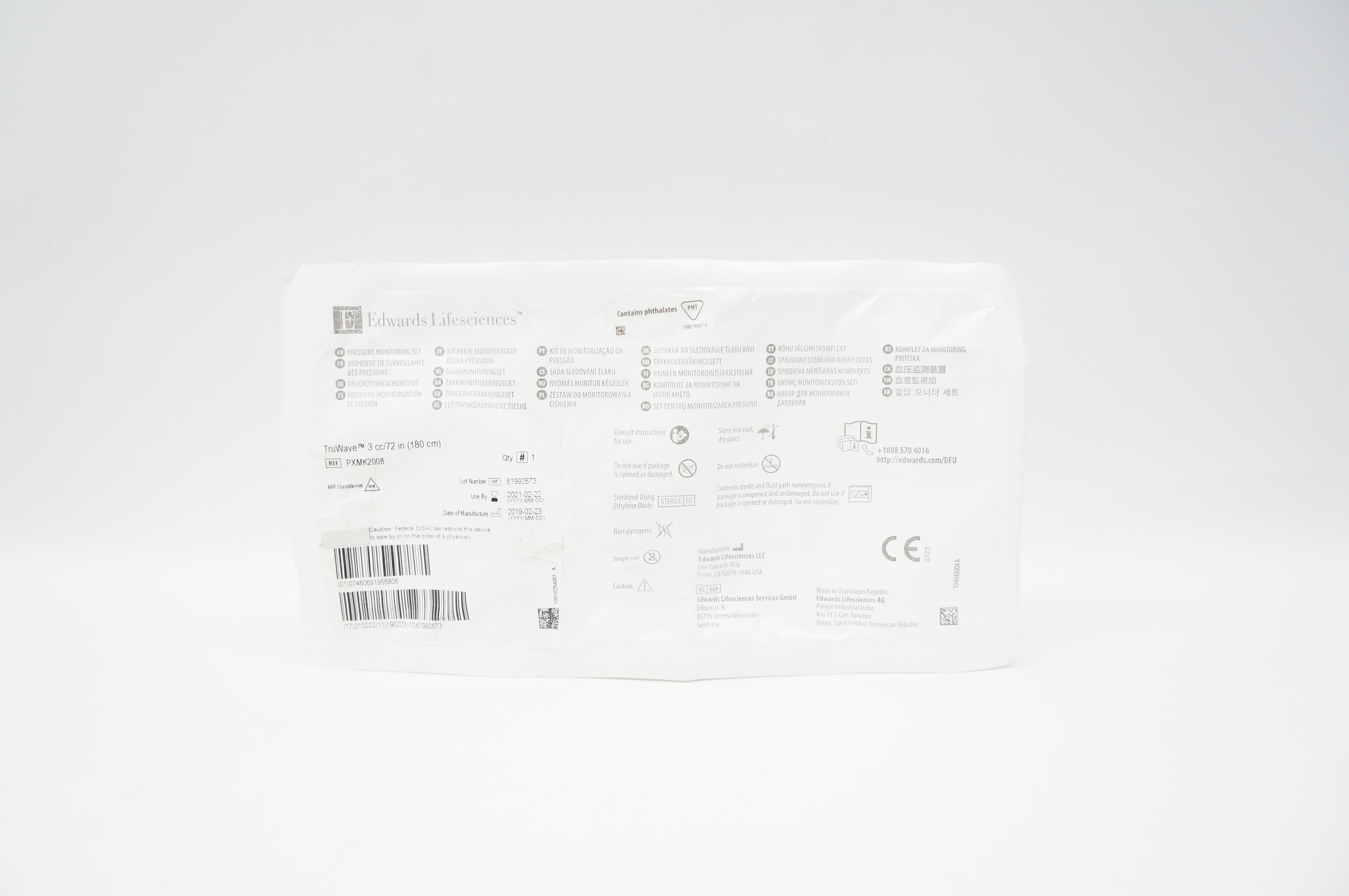 Edwards Lifesciences PXMK2008 TruWave Pressure Monitoring Set 3cc/72inch (x)