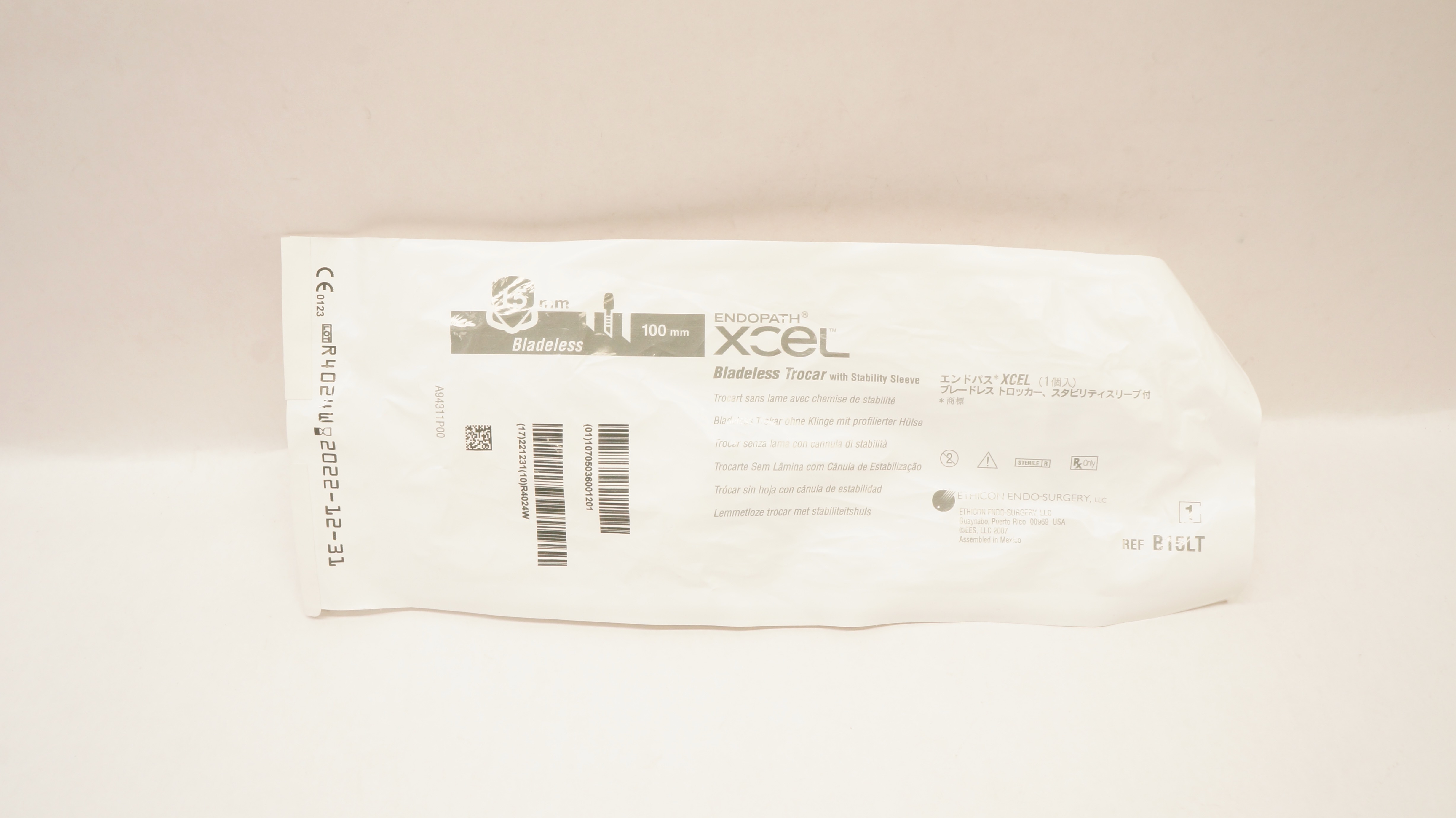Ethicon B15LT Endopath Xcel Bladeless Trocar w/Stability Sleeve 15 x 100mm (x)