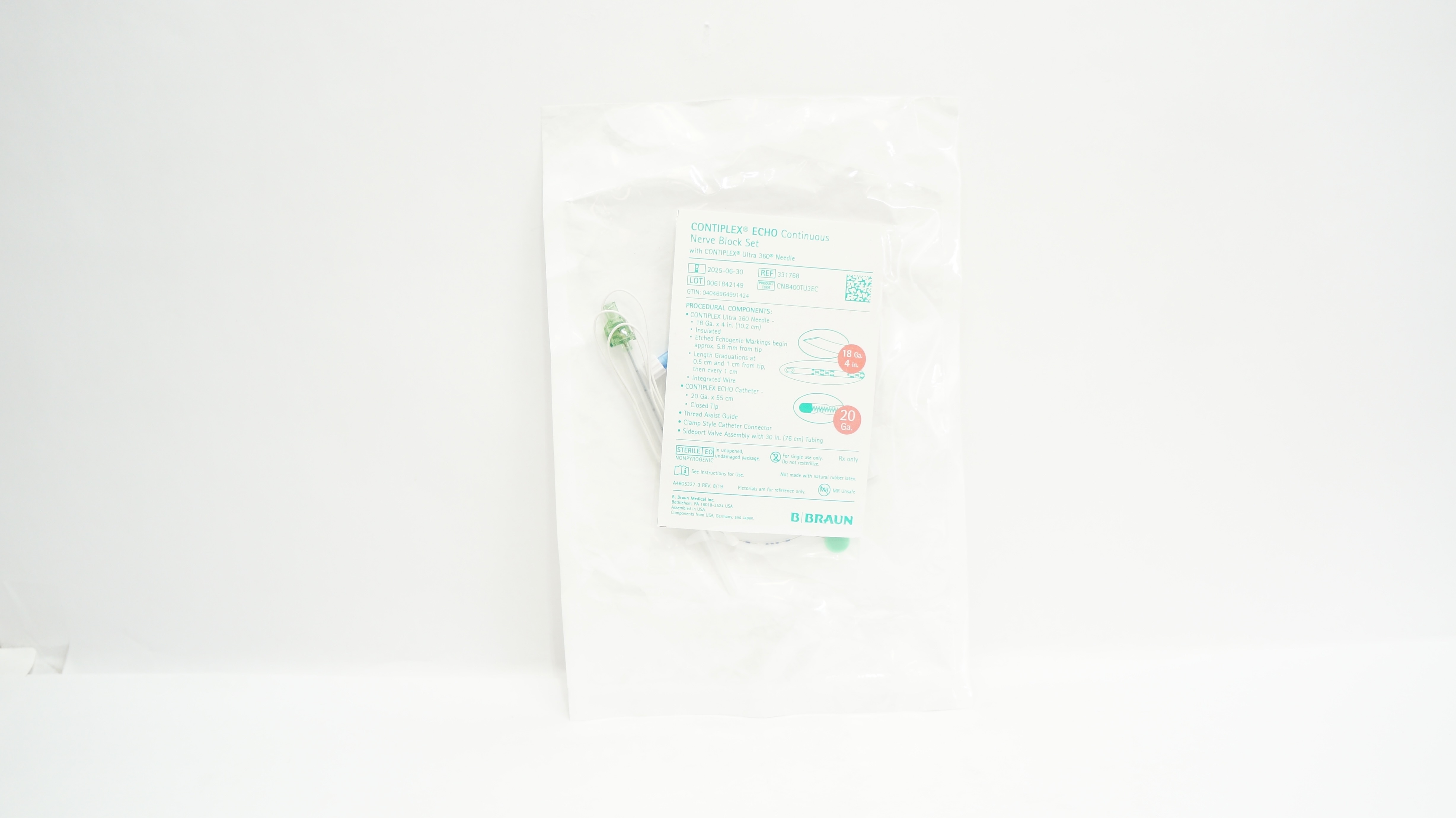 Braun 331768 CONTIPLEX ECHO Continuous Nerve Block Set 18Ga x 4inch