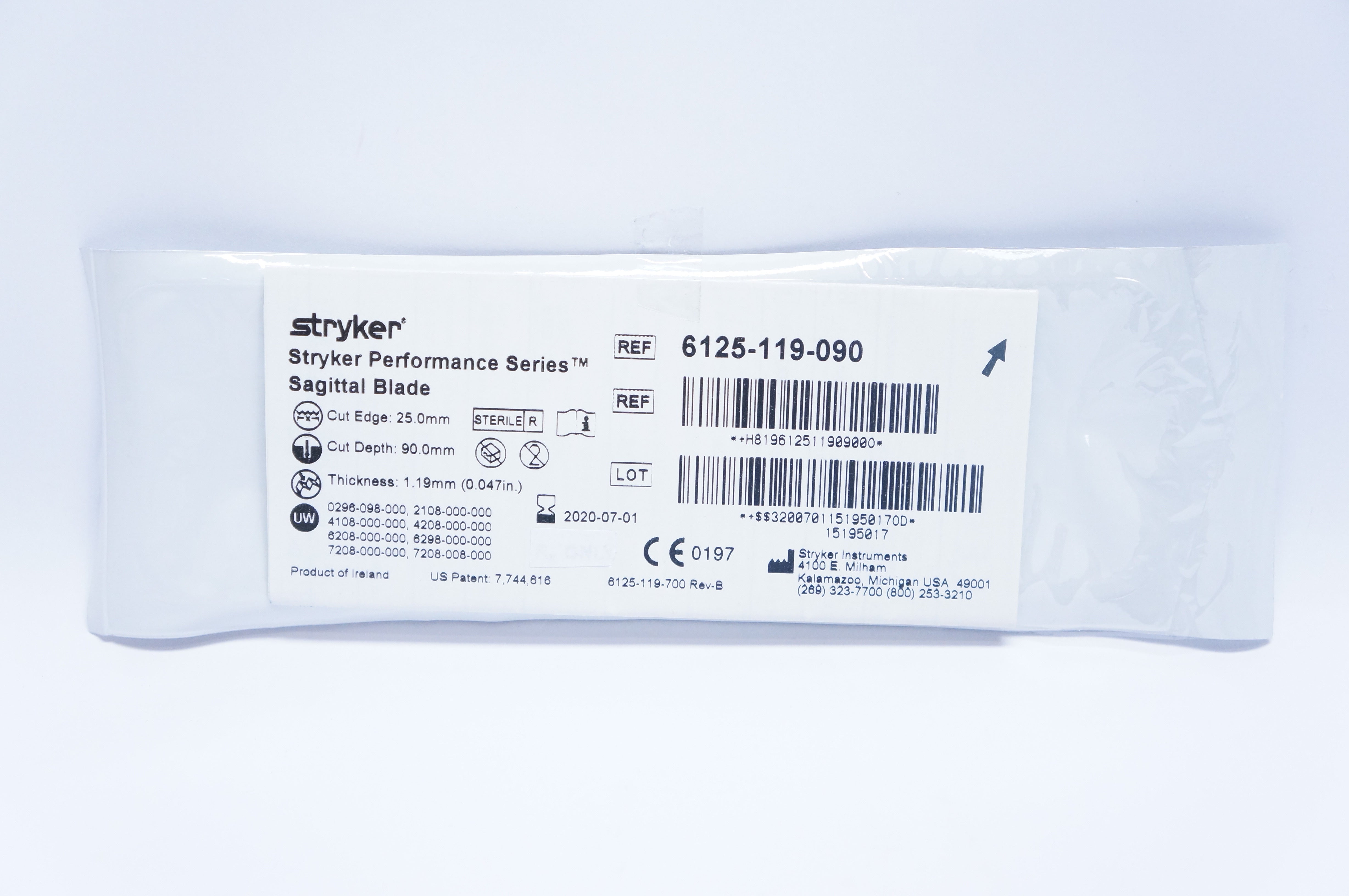 Stryker 6125-119-090 Performance Series Sagittal Blade 25mm x 90mm x 1.19mm (x)