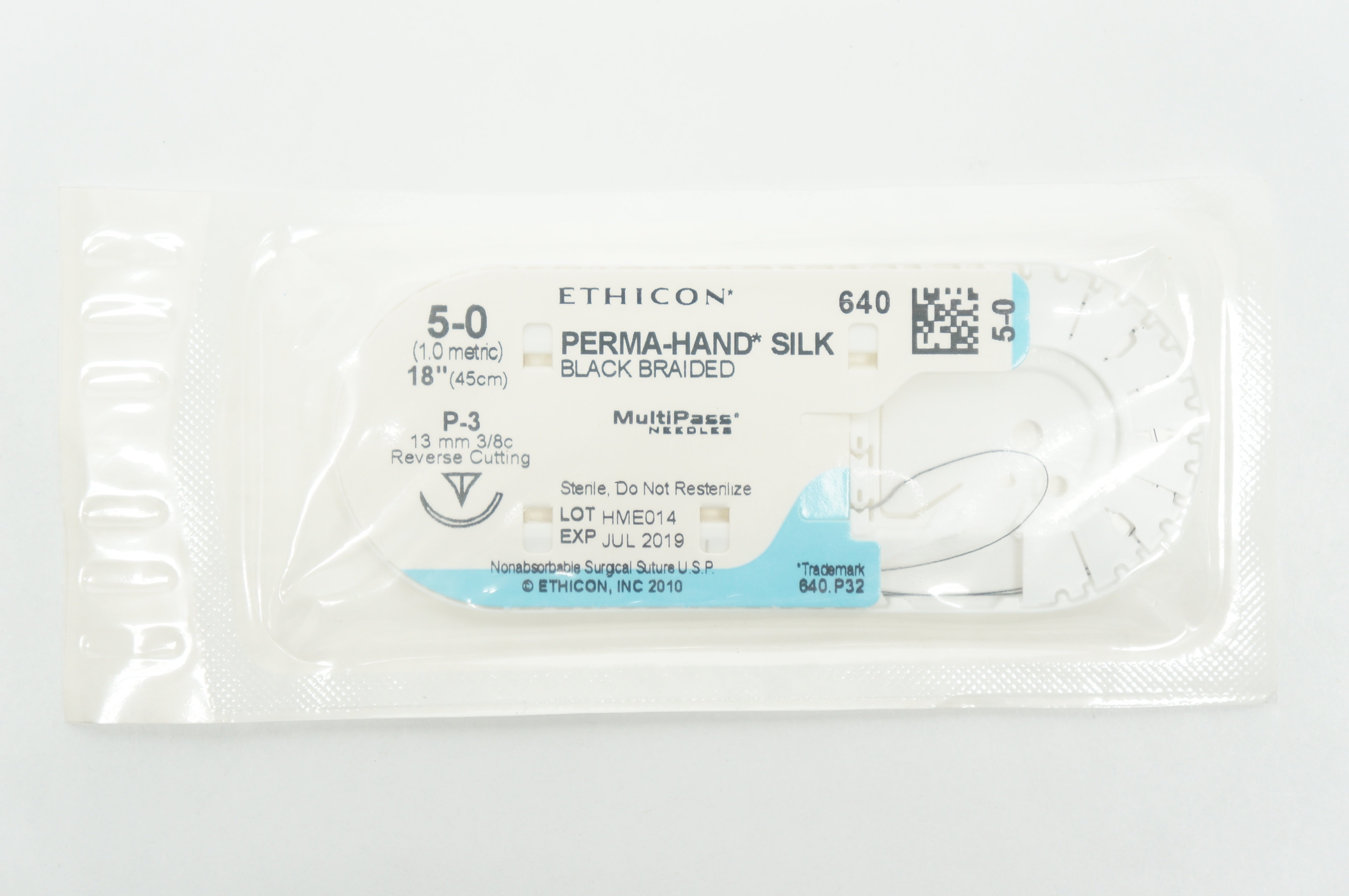 Ethicon 640 5-0 PERMA-HAND SILK, P-3, 13mm 3/8c, Reverse Cutting, 18inch (x)
