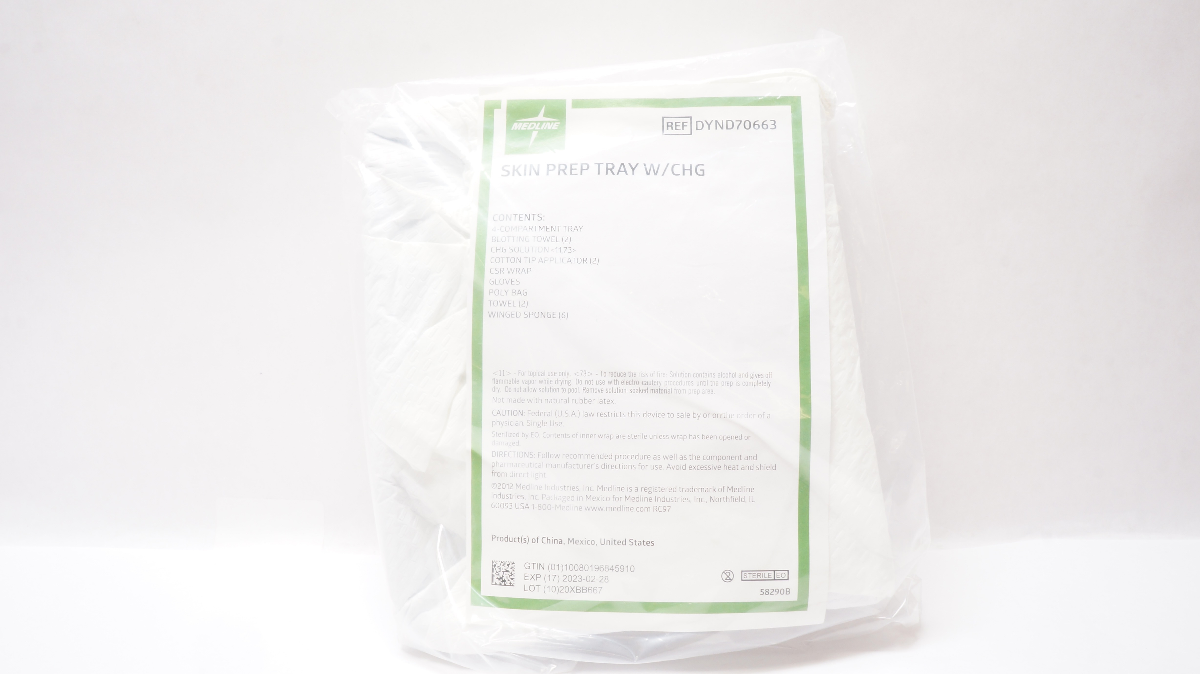 Medline DYND70663 Skin Prep Tray with CHG (x)