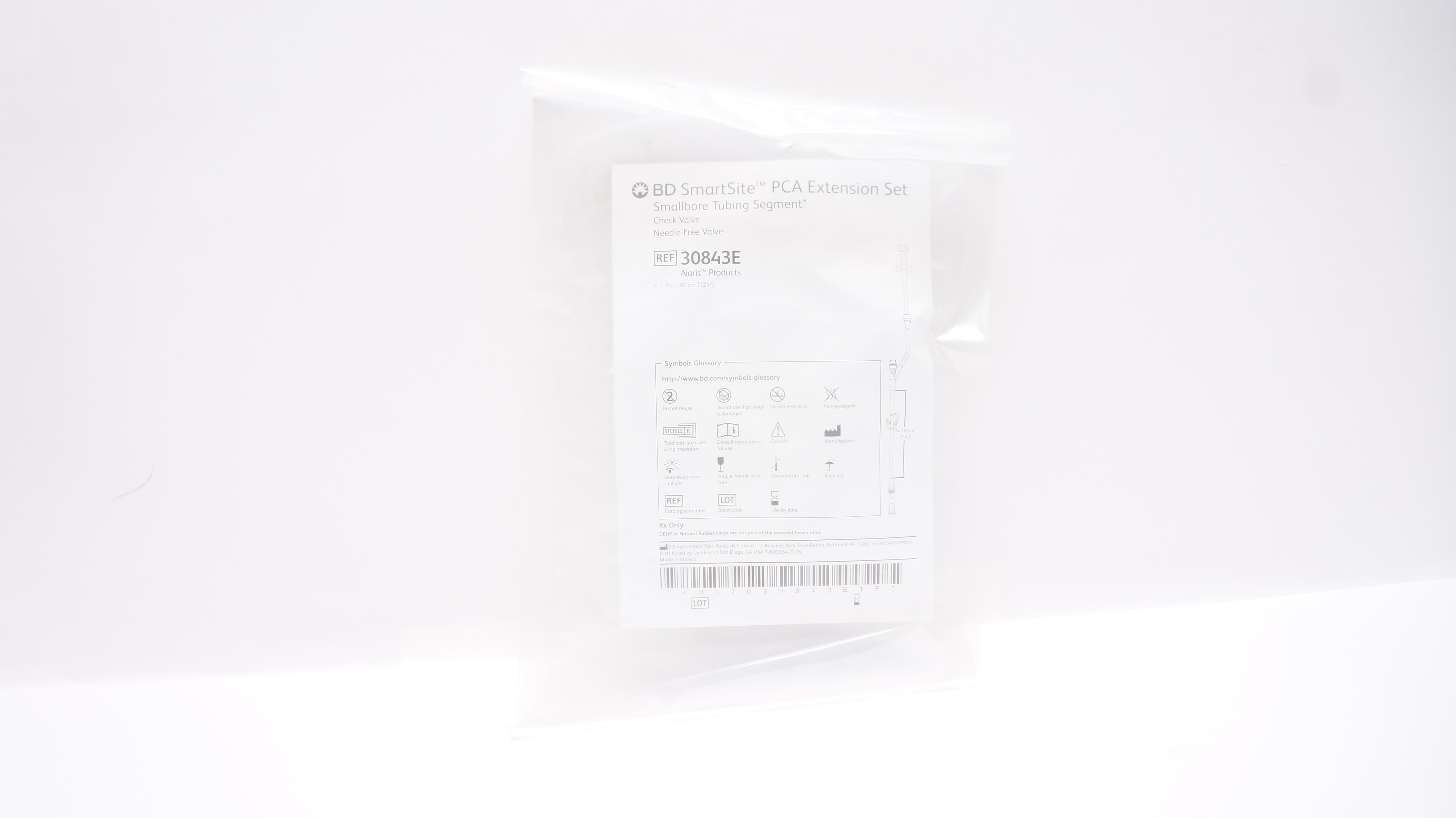 BD 30843E SmartSite PCA Extension Set Smallbore Tubing Segment 1ml x 12 inch