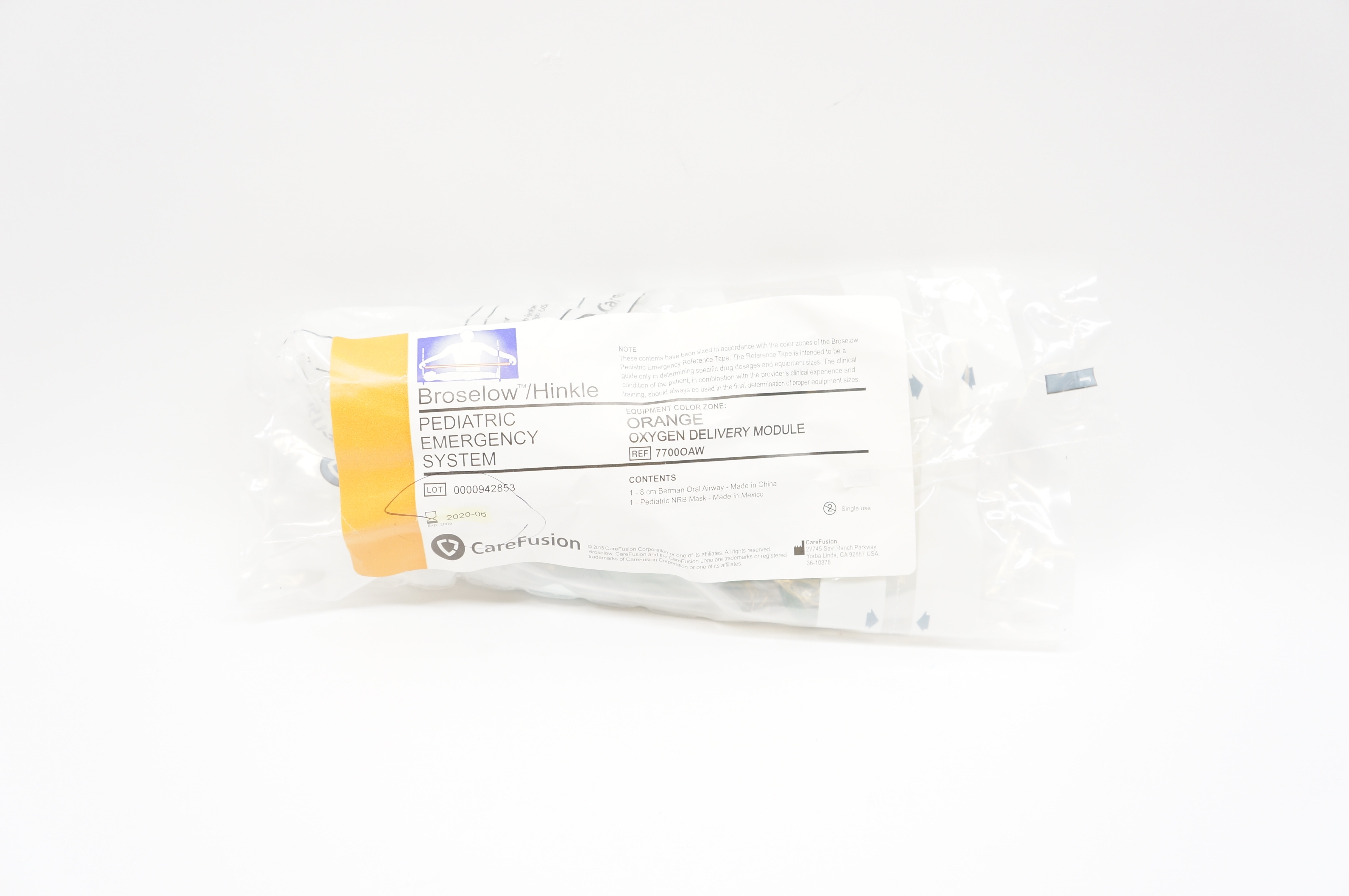 CareFusion 7700OAW Pediatric Emergency System Orange Oxygen Delivery Module (x)