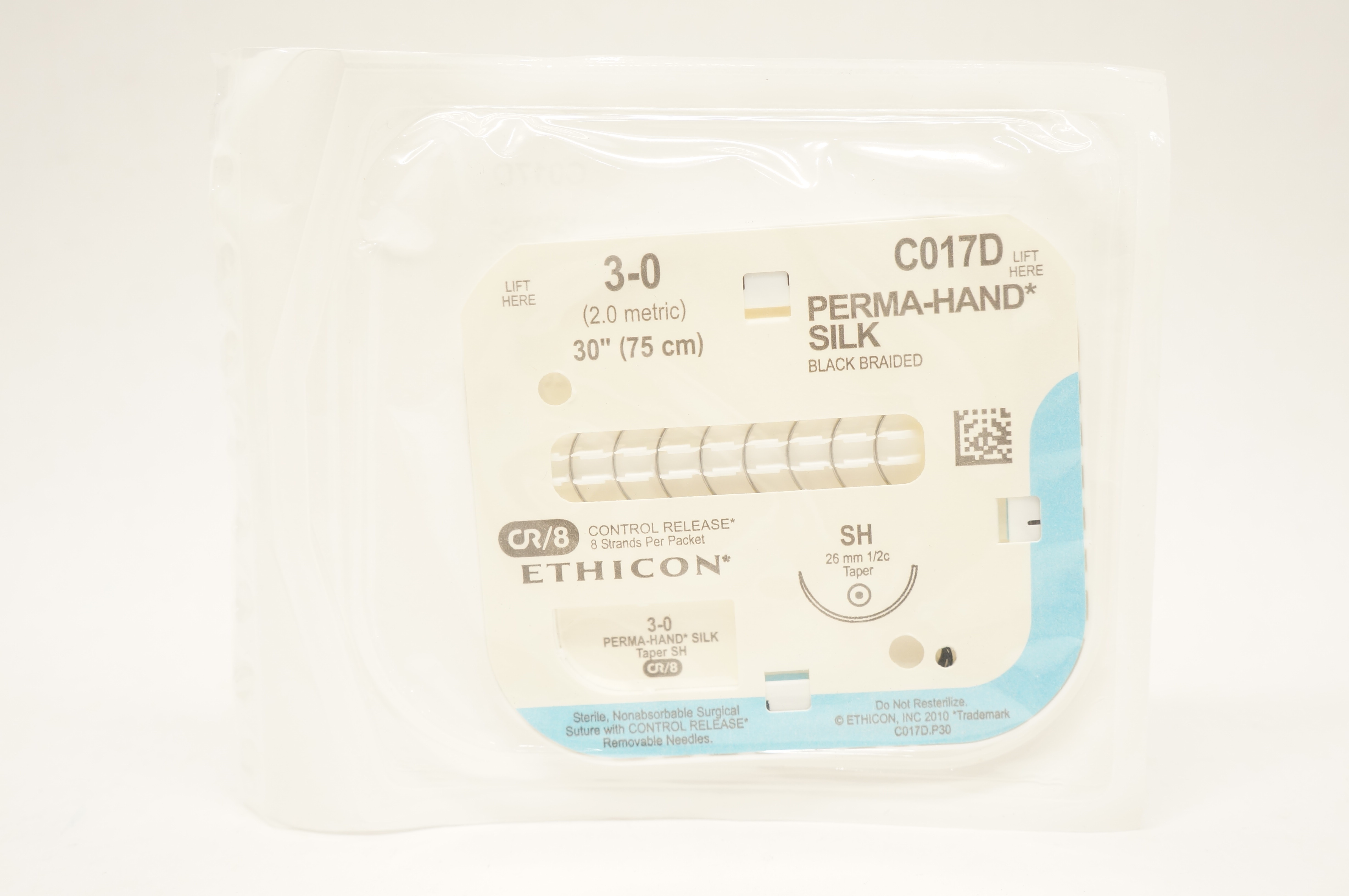 Ethicon C017D 3-0 PERMA-HAND SILK SH 26mm 1/2c Taper, 30inch