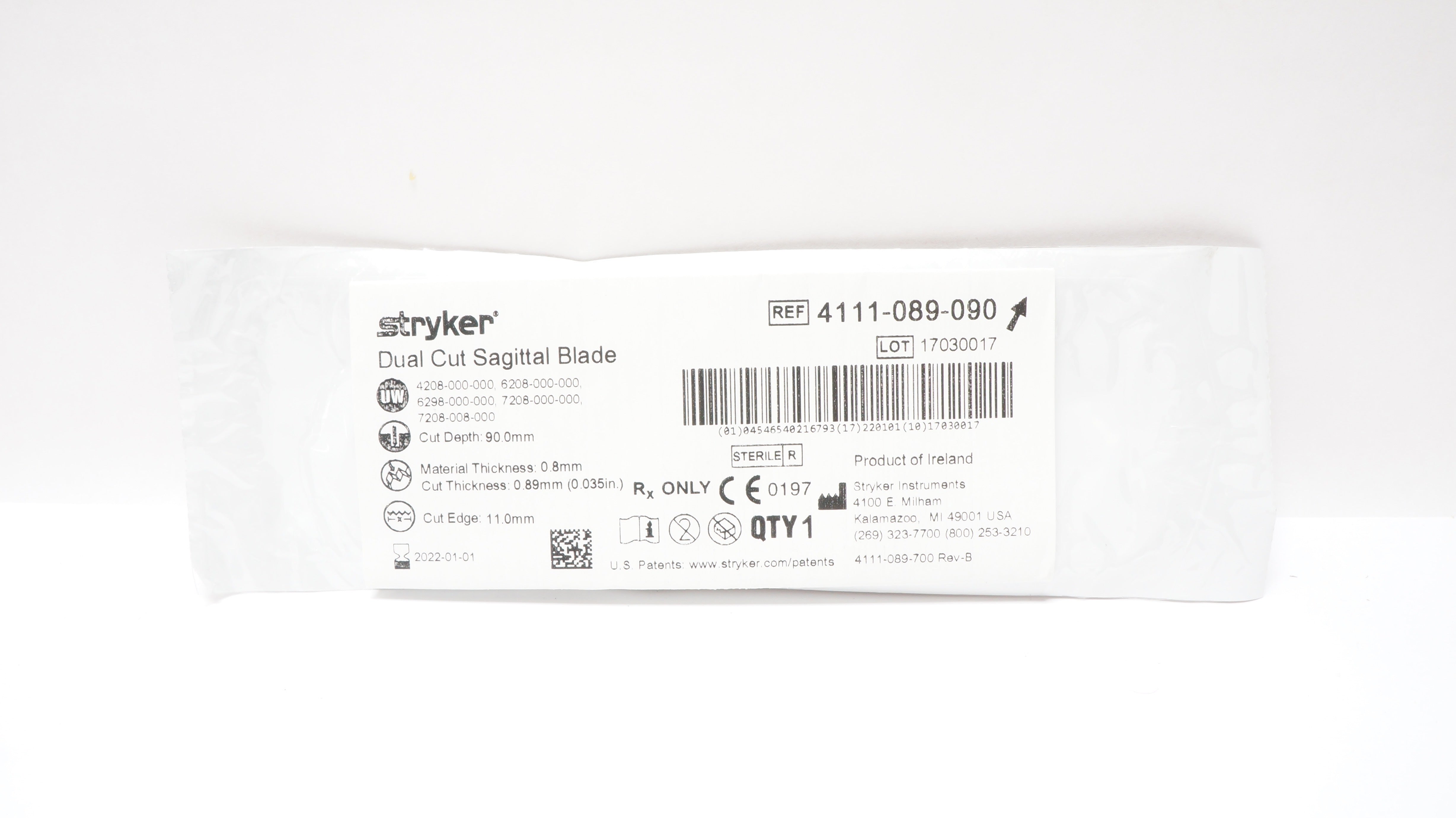 Stryker 4111-089-090 Dual Cut Sagittal Blade 90.0mm x 11.0mm (x)