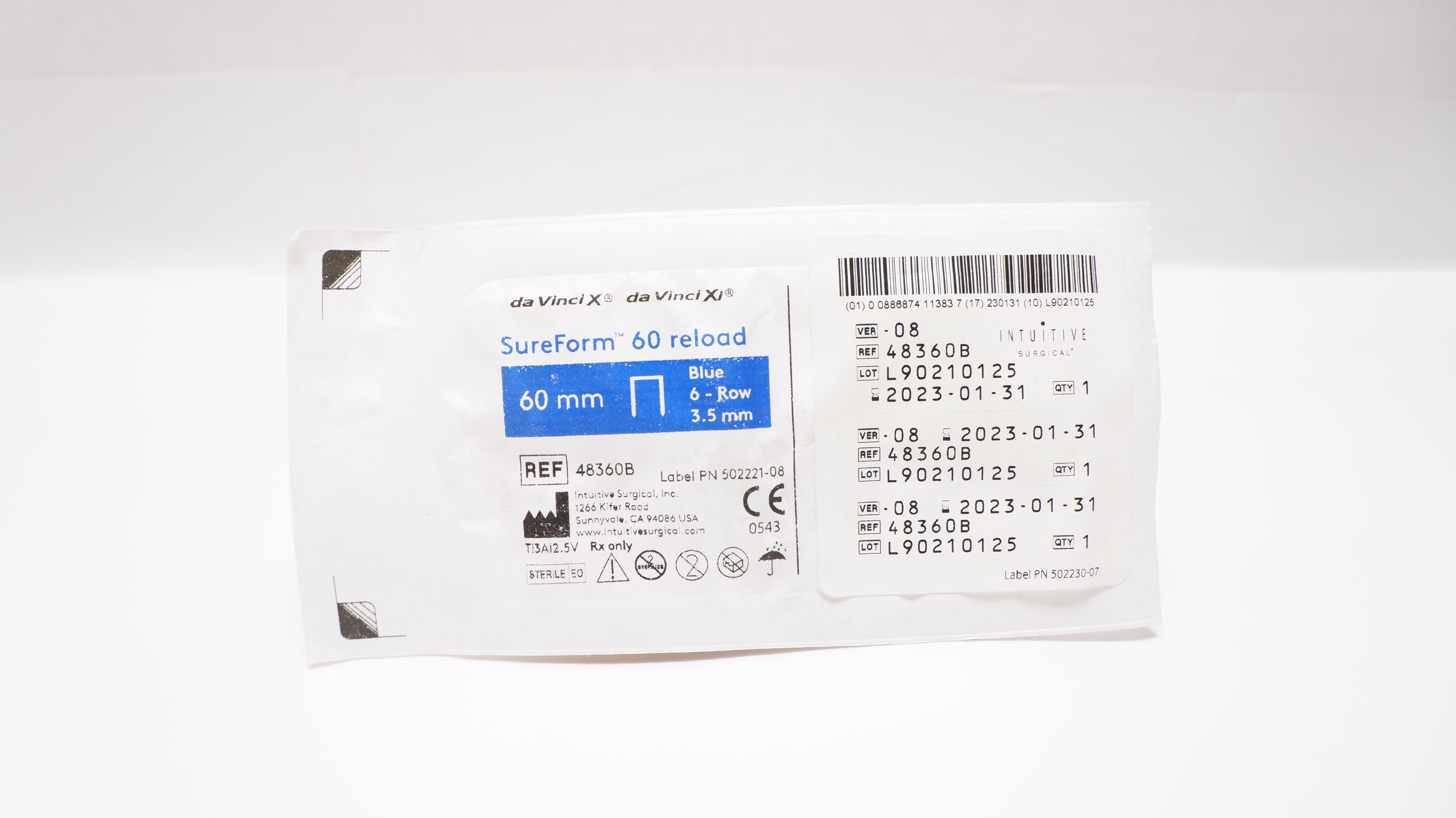 Intuitive 48360B da Vinci X da Vinci Xi SureForm 60mm Reload 6-Row Blue 3.5mm (x)