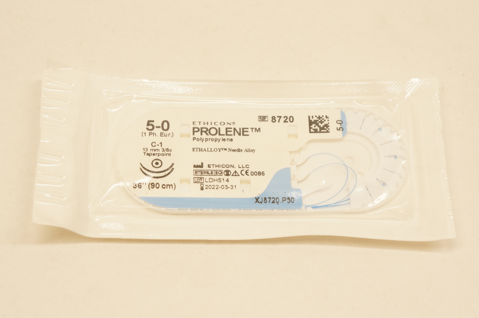 Ethicon 8720 5-0 PROLENE, C-1, 13mm 3/8c Taperpoint, 36inch