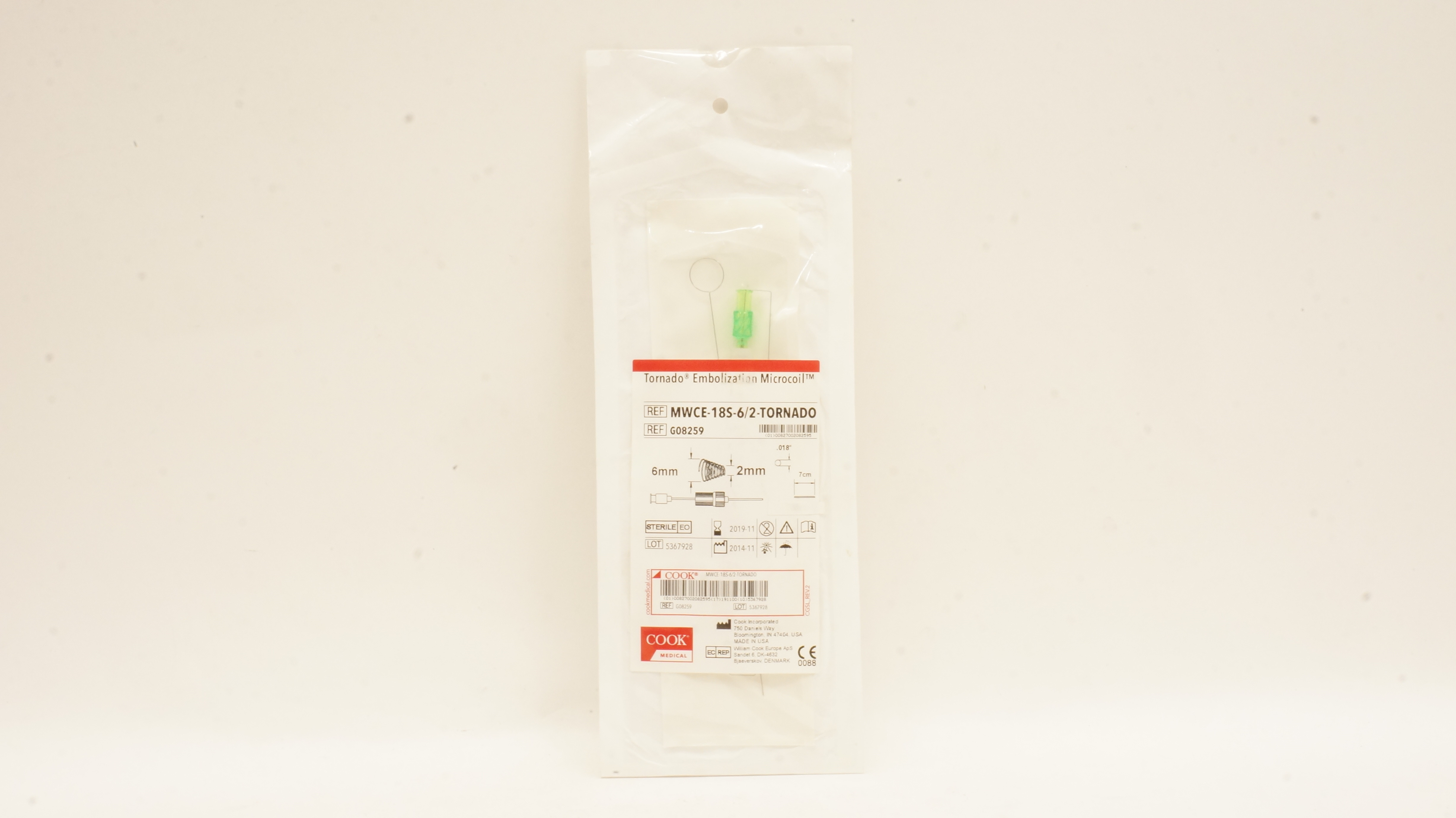 Cook Medical G08259 Tornado Embolization Microcoil 6mm x 2mm (x)